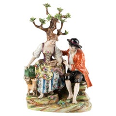 Two Porcelain Sculptures in the Saxe Style, 19th Century, Napoleon III Period.