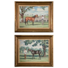 Used Two  Portraits of Trotters Signed Milton Menasco