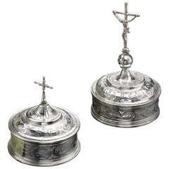 Antique Two Portuguese Silver Pyx