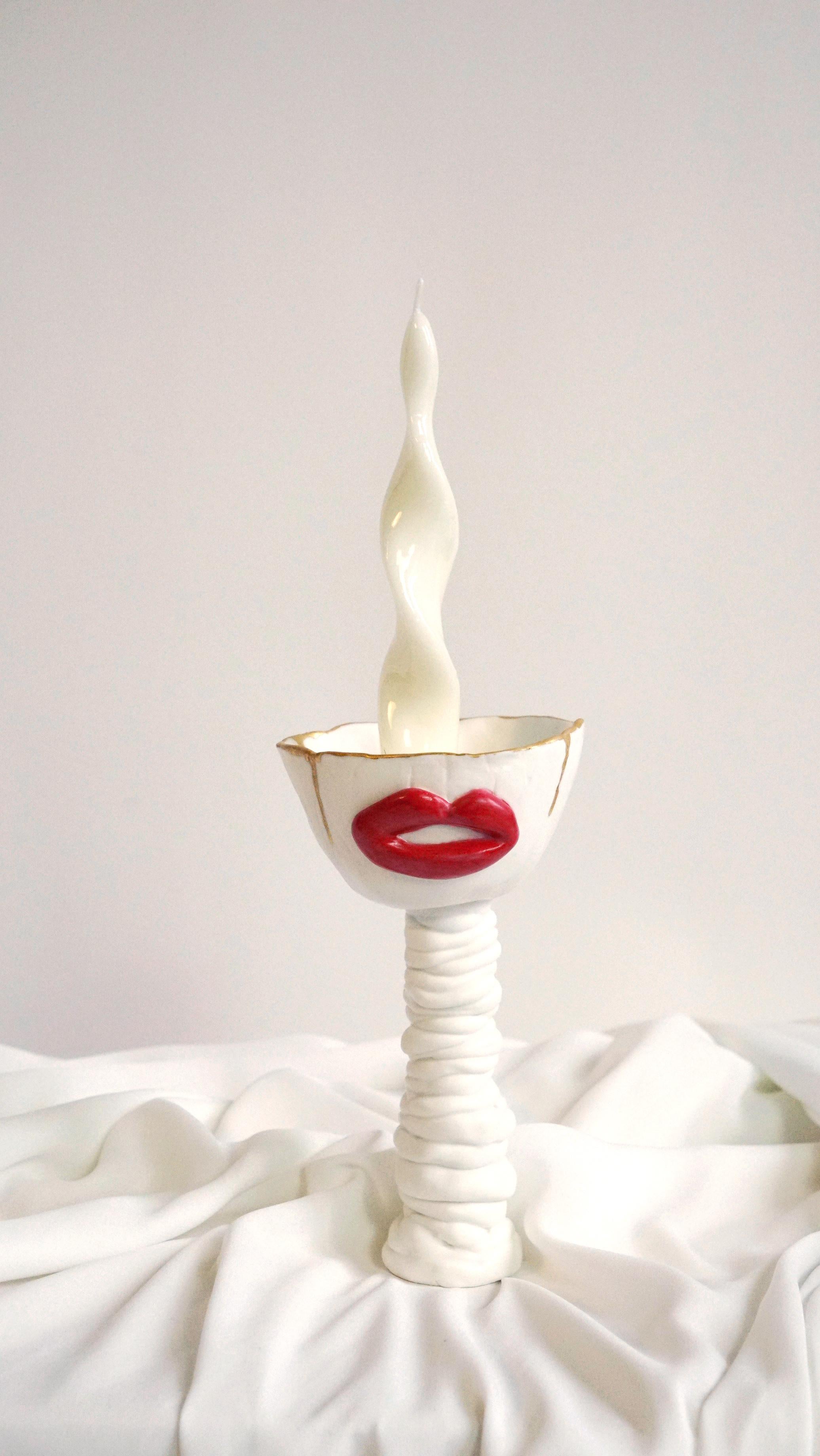 Postmodern inspirierte Kerzenhalter aus weißem Porzellan von Hania Jneid im Angebot 5