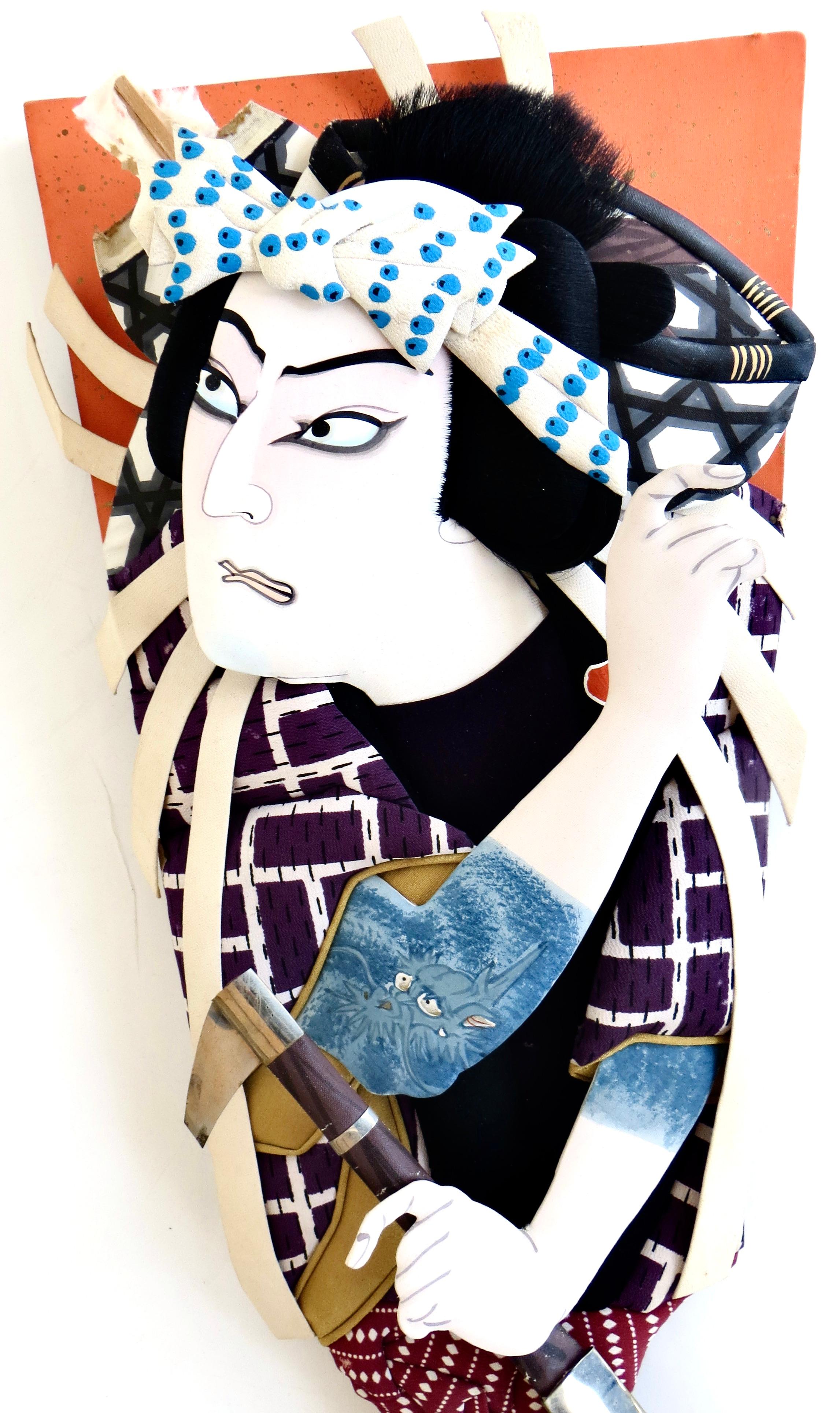 Japanese Two Post War Kabuki Paddles (Hagoita), Japan, Circa 1960 For Sale