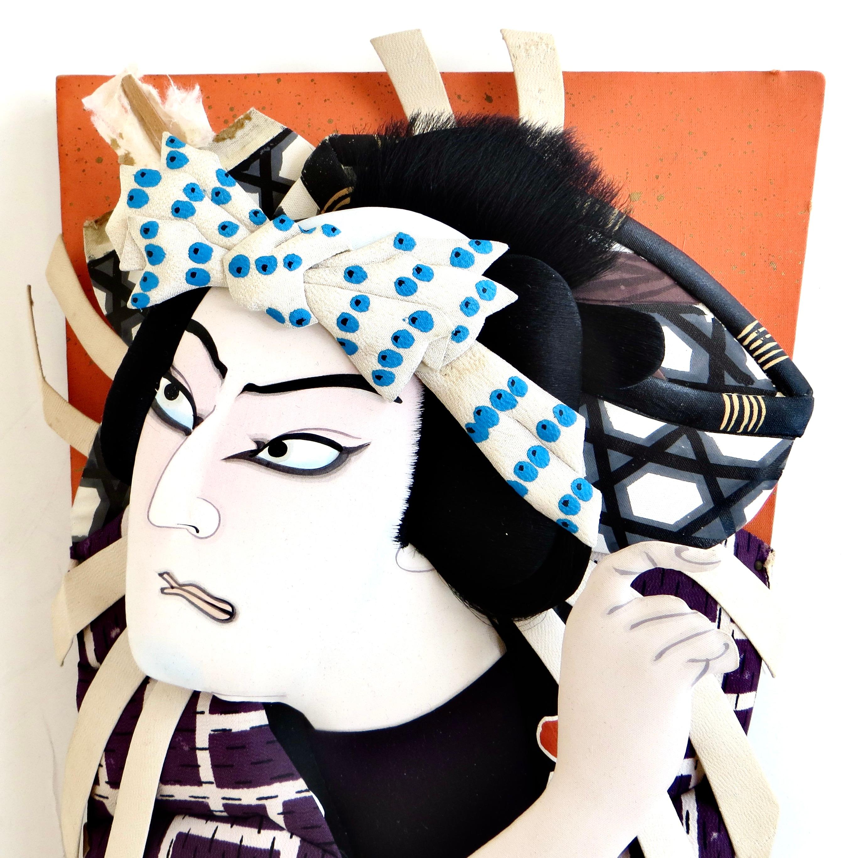 Woven Two Post War Kabuki Paddles (Hagoita), Japan, Circa 1960 For Sale