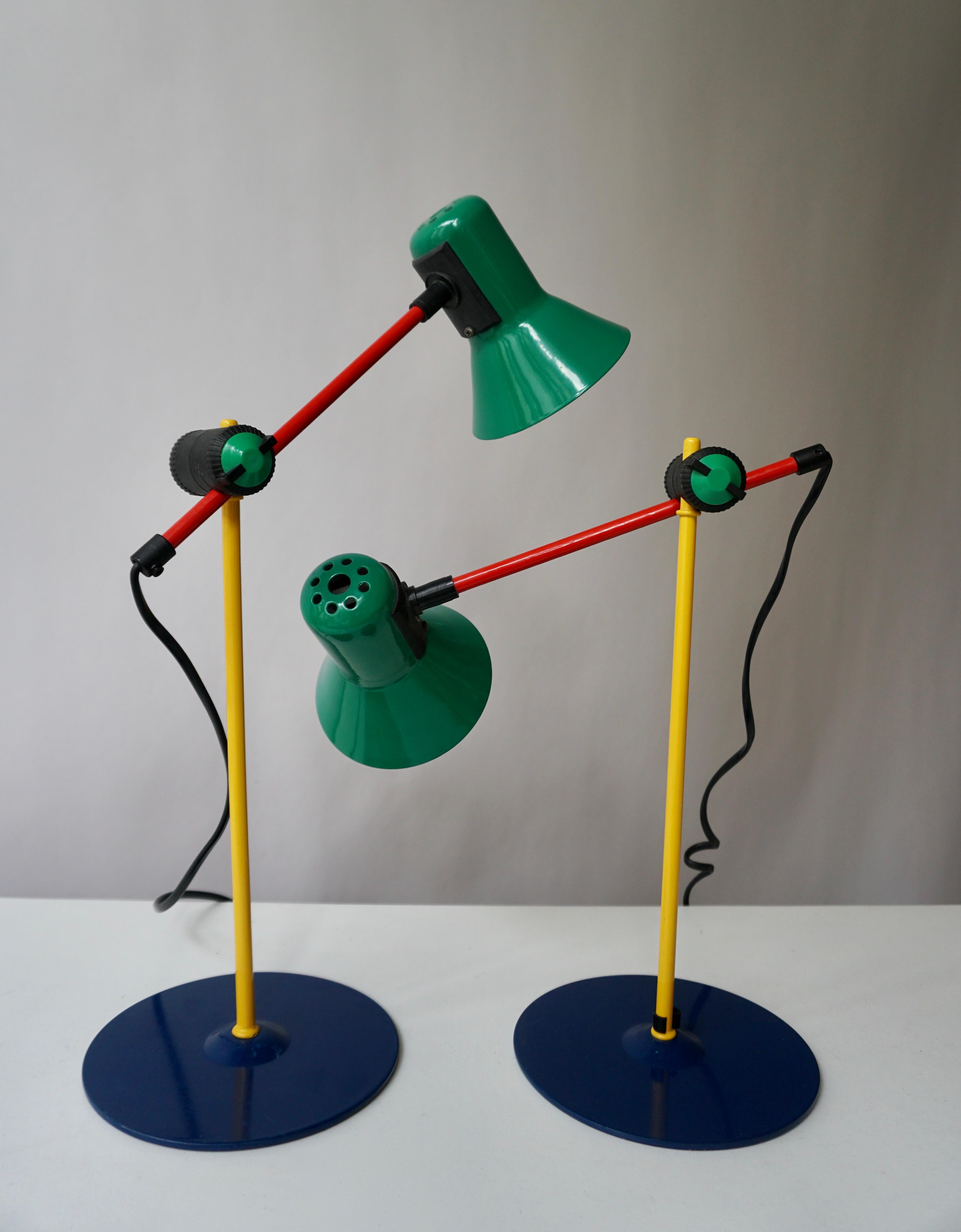 Two Postmodern desk task table lamp by Veneta, Italy, 1994.

 