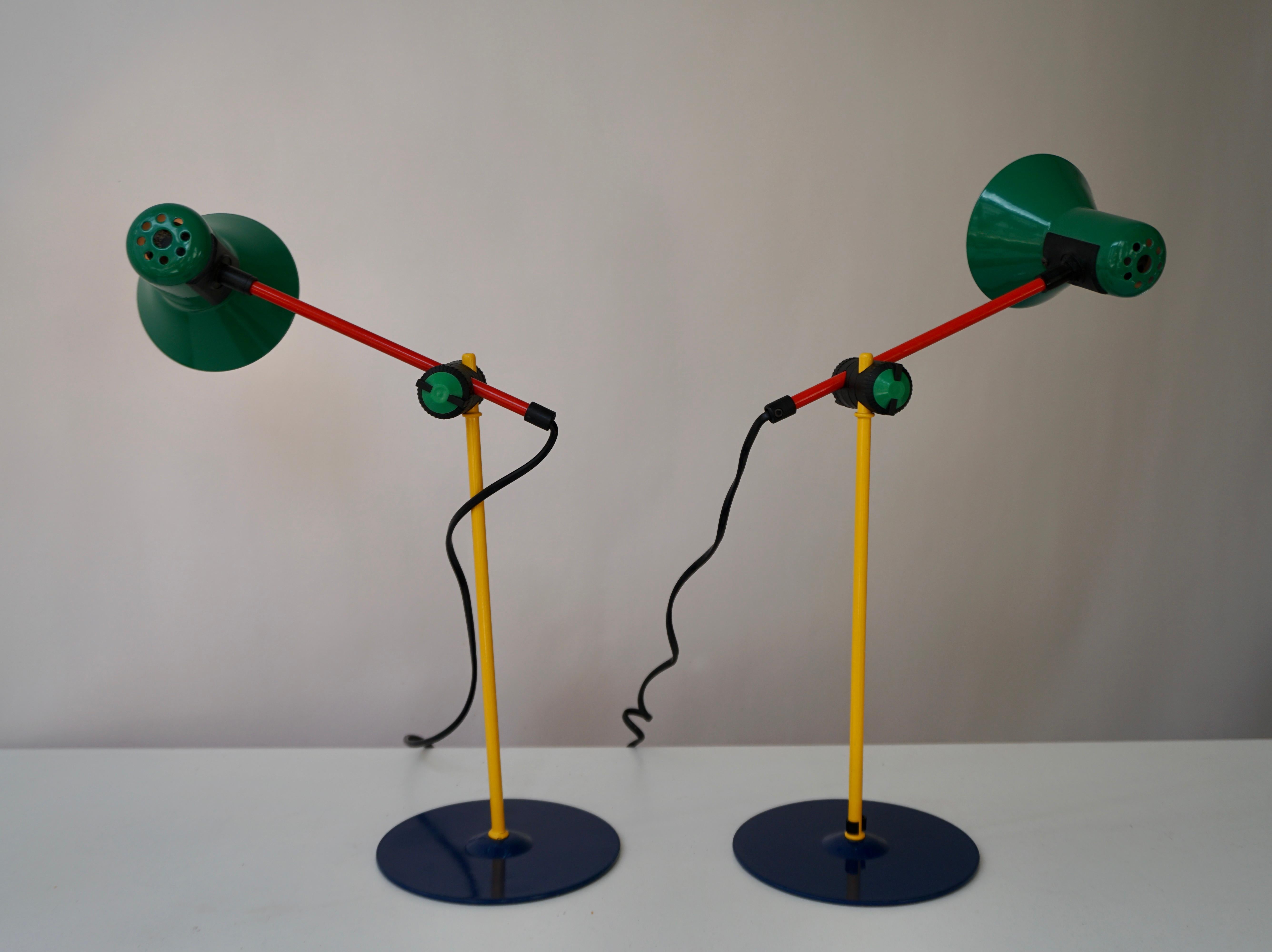 Italian Two Postmodern Veneta Lumi Desk Task Table Lamp, Italy, 1994