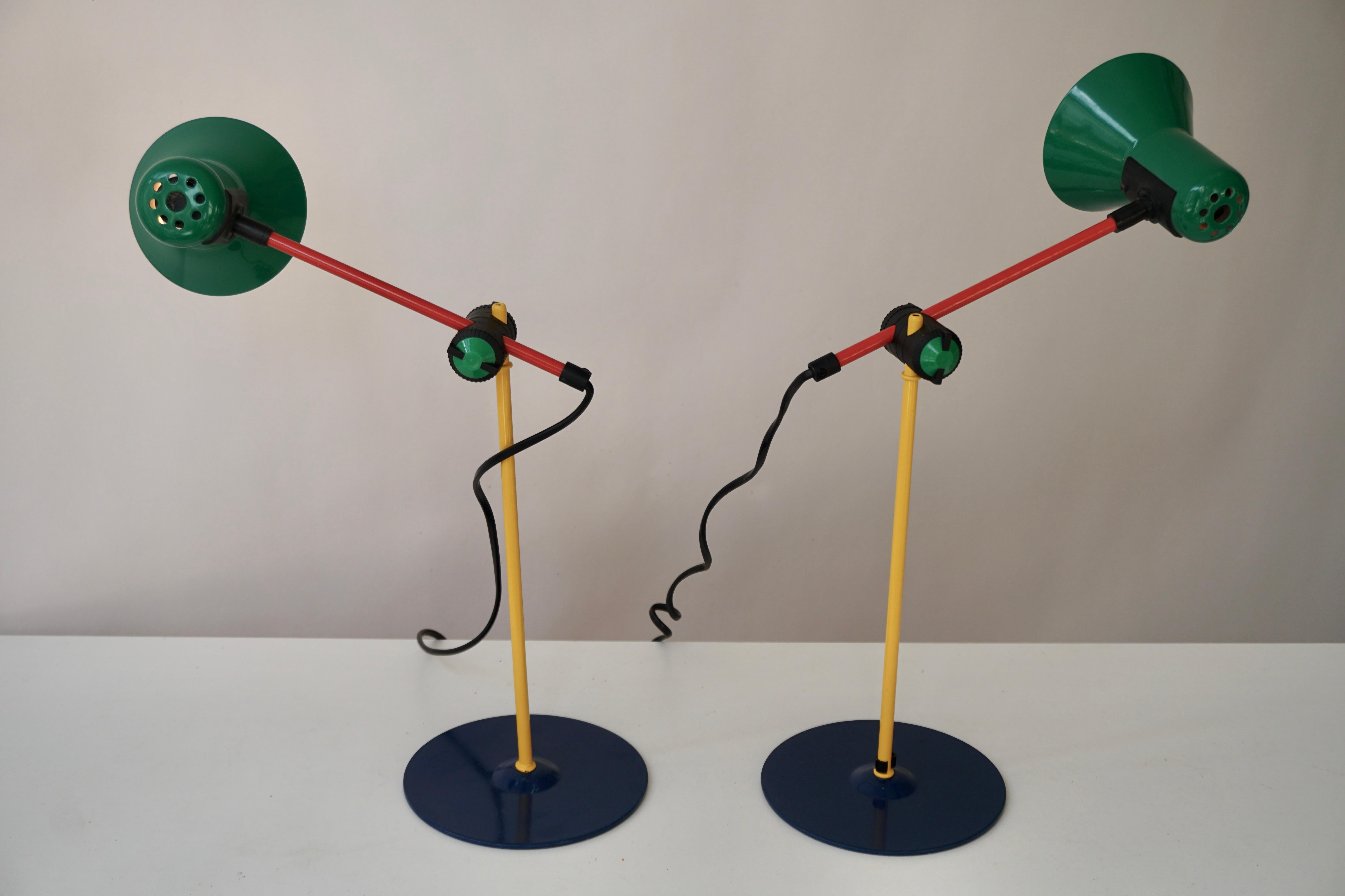 Two Postmodern Veneta Lumi Desk Task Table Lamp, Italy, 1994 In Good Condition In Antwerp, BE