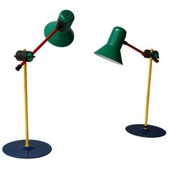 Two Postmodern Veneta Lumi Desk Task Table Lamp, Italy, 1994