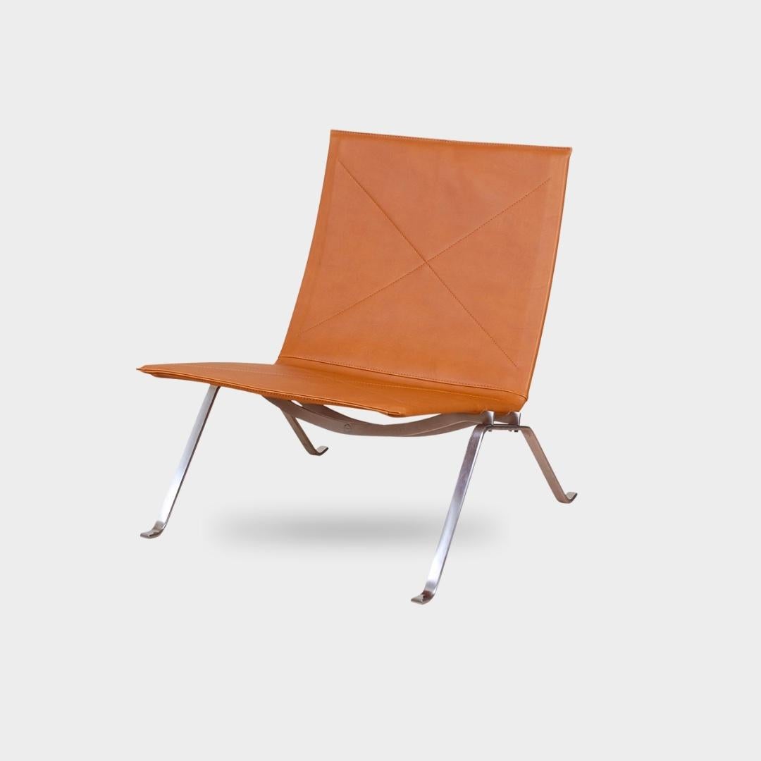 Mid-Century Modern Two Poul Kjærholm PK-22, Kold Christensen in Elegance Cognac Leather For Sale