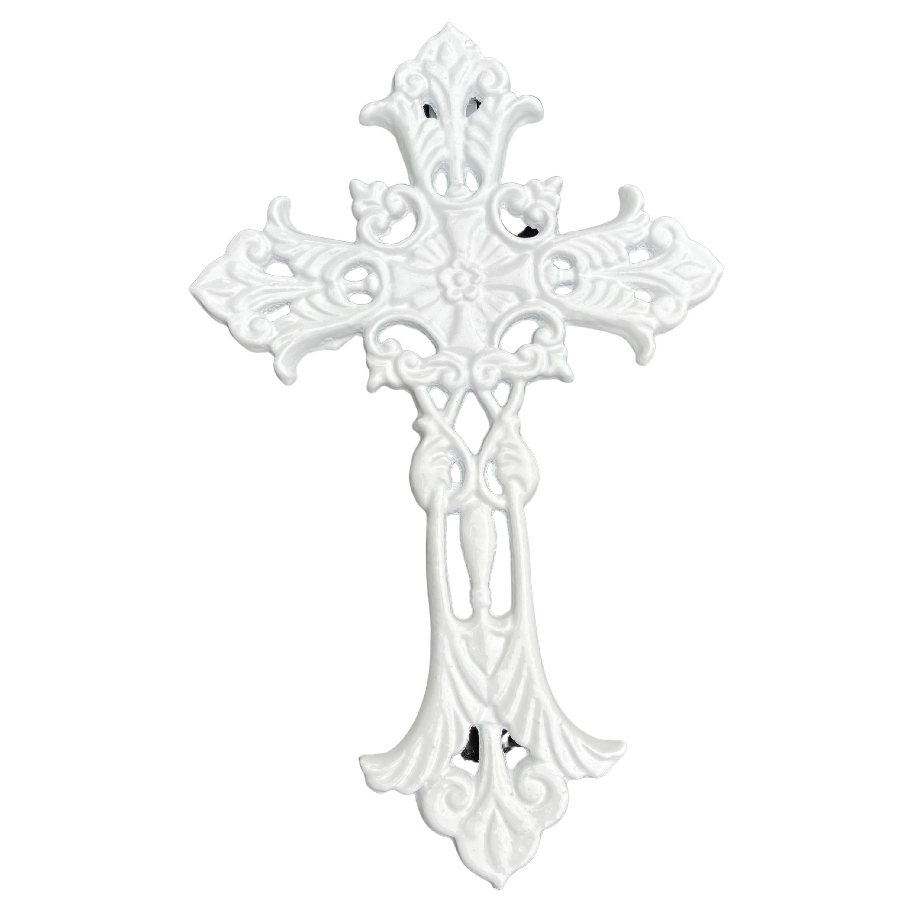 Set of Two Powder-Coated Crucifixes in Yellow and White For Sale 2