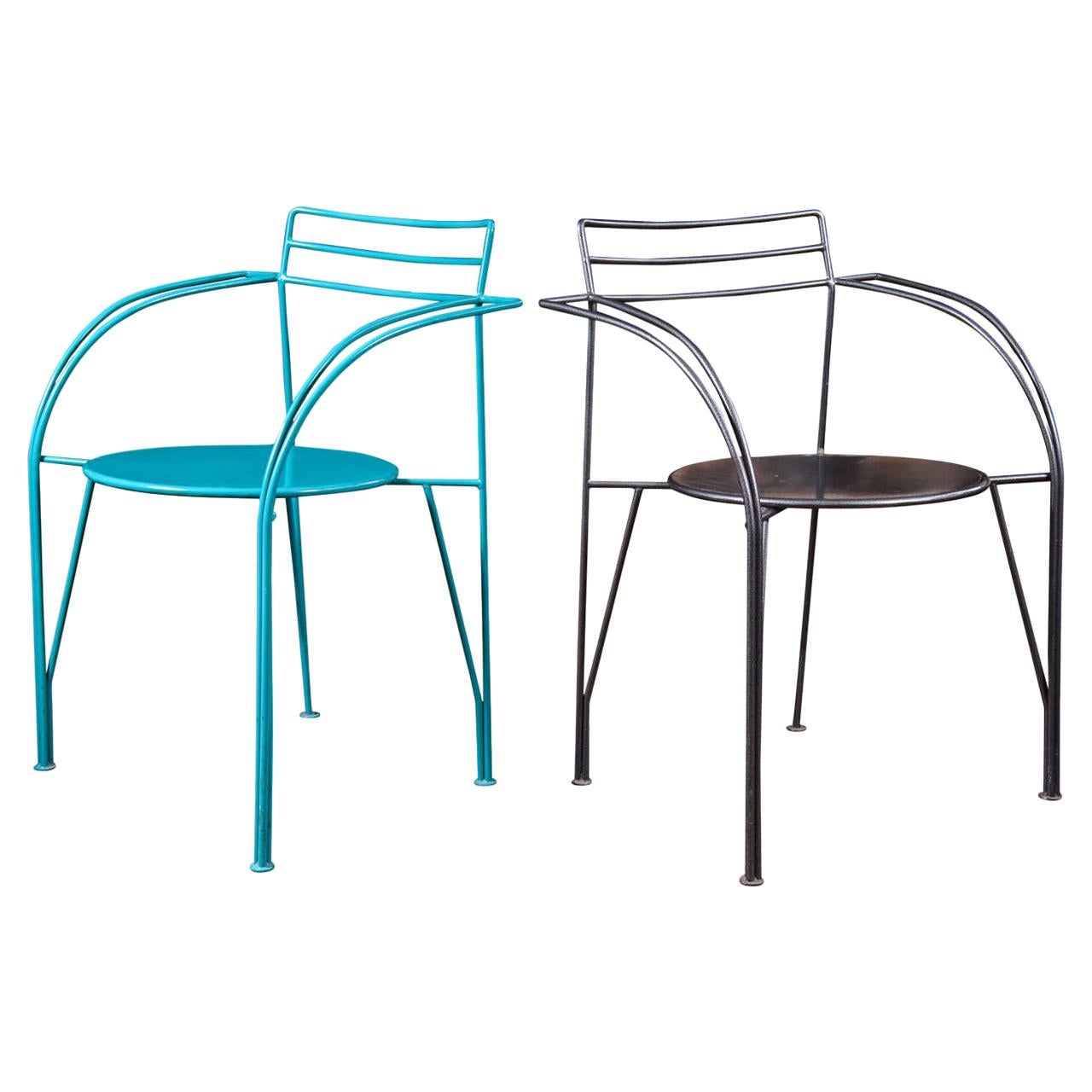 Two Powder-Coated Lune d'Argent Metal Armchairs For Sale