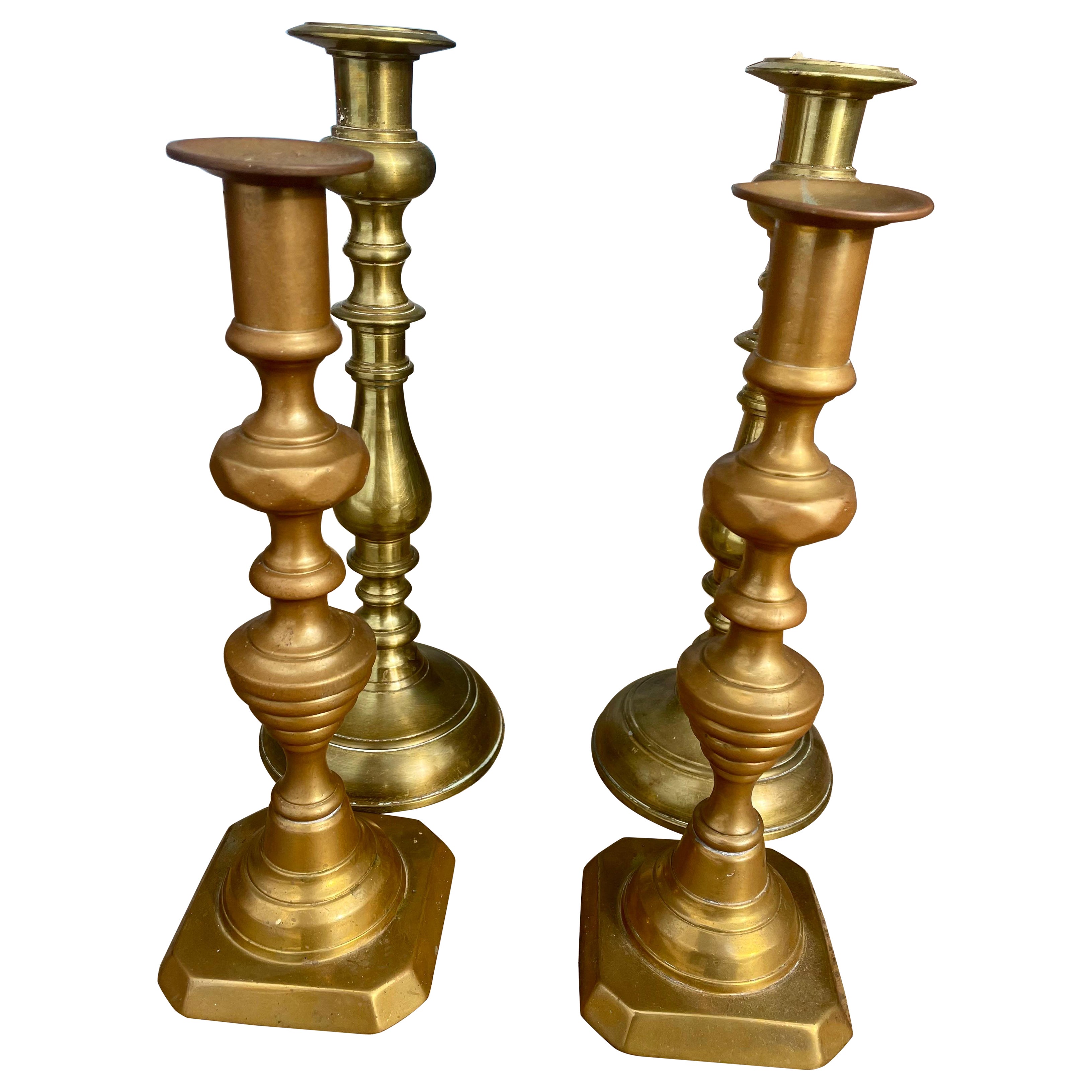Zwei Pr Messing Bell Metall 19. C Georgian Kerzenhalter 10 3/4" Beehive 12"