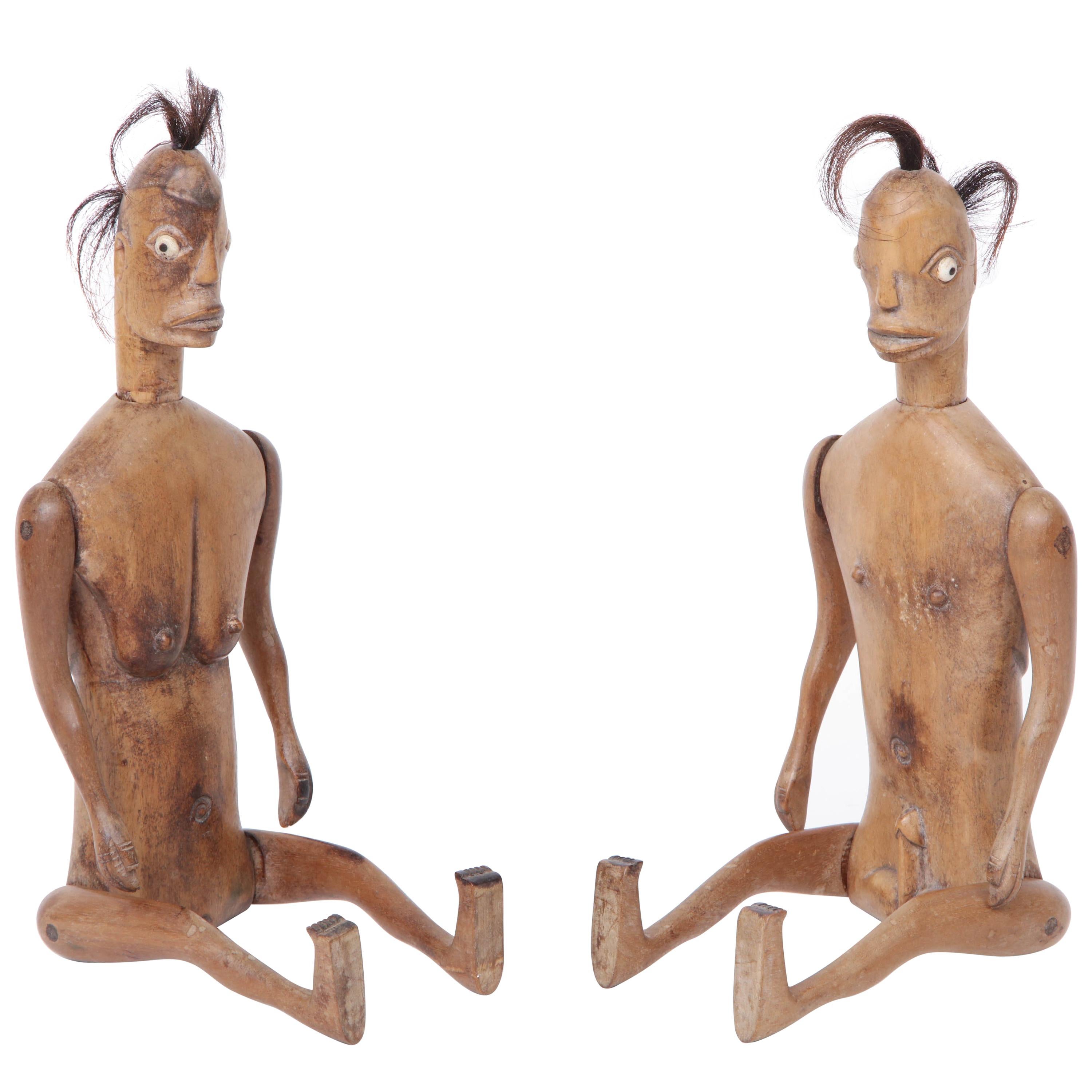 Two Carved Figures, Indonesian, circa 1900-1920