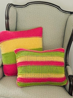 Two Printemps Hand-Knotted Pillows, Acrylic, Modern Design, USA