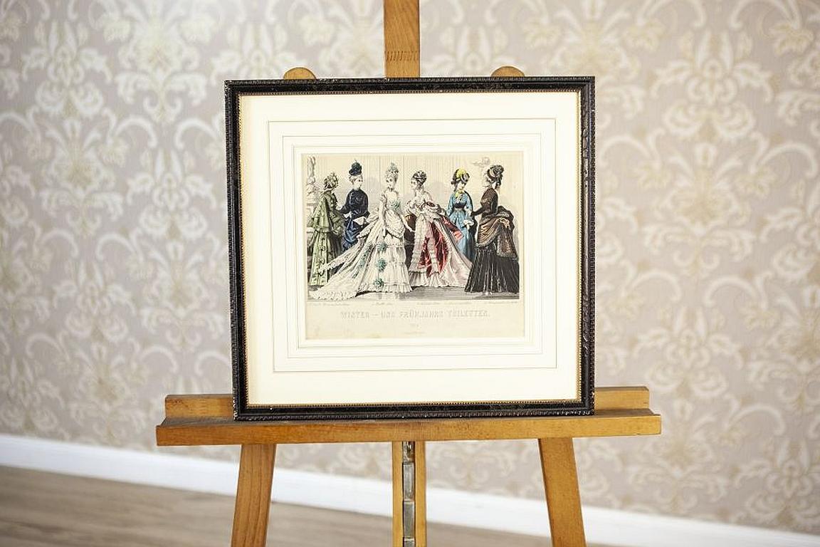 Two Prints Depicting Late-19th Century Fashion Framed in Wood

We present you these two German prints depicting the 19th-century women’s fashion for different seasons.
The prints have been framed by the Dutch workshop of Schippers & Zn.