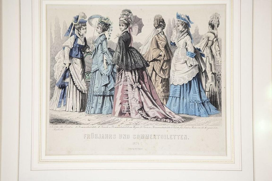 Two Prints Depicting Late-19th Century Fashion Framed in Wood For Sale 4