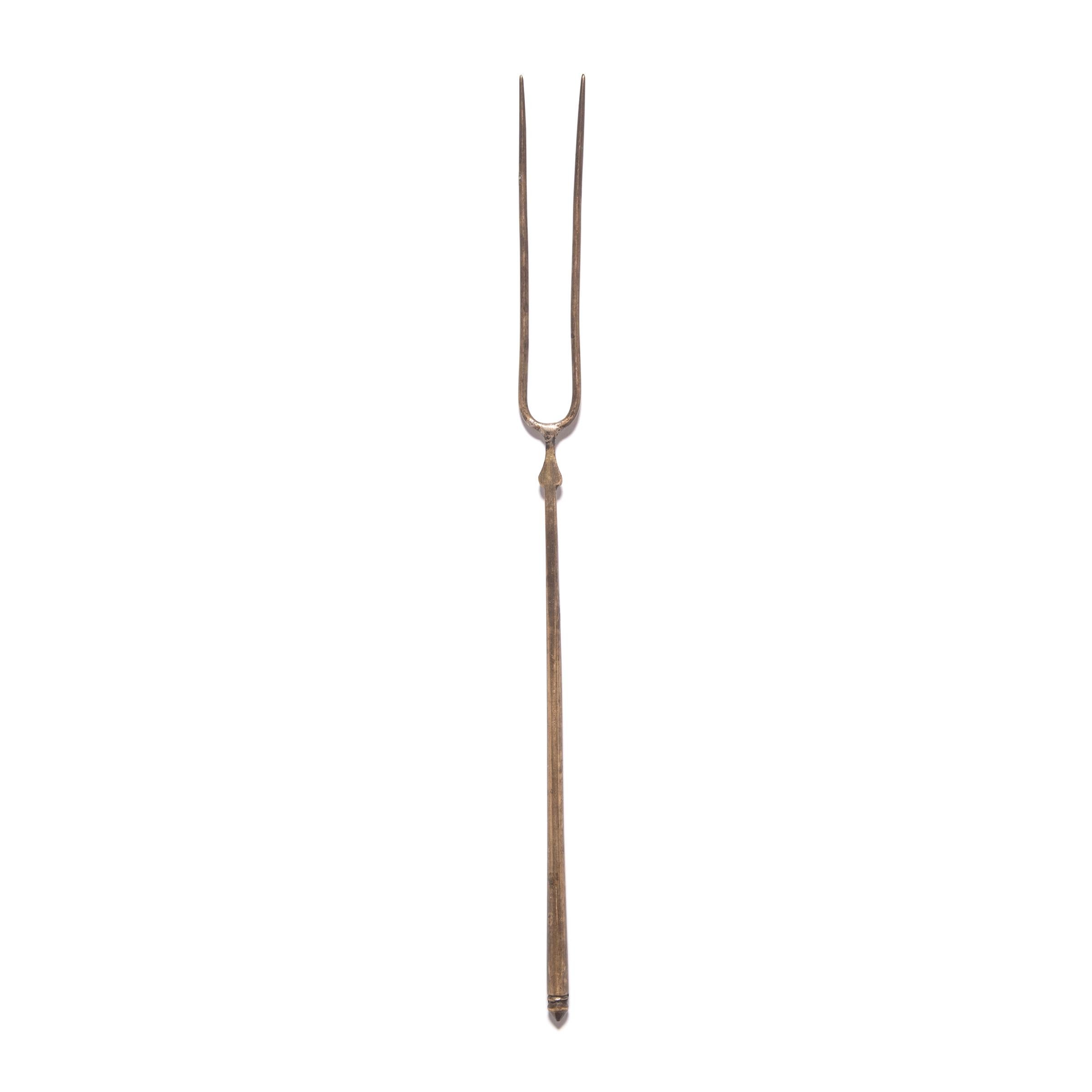 Qing Two-Pronged Brass Fork, circa 1900