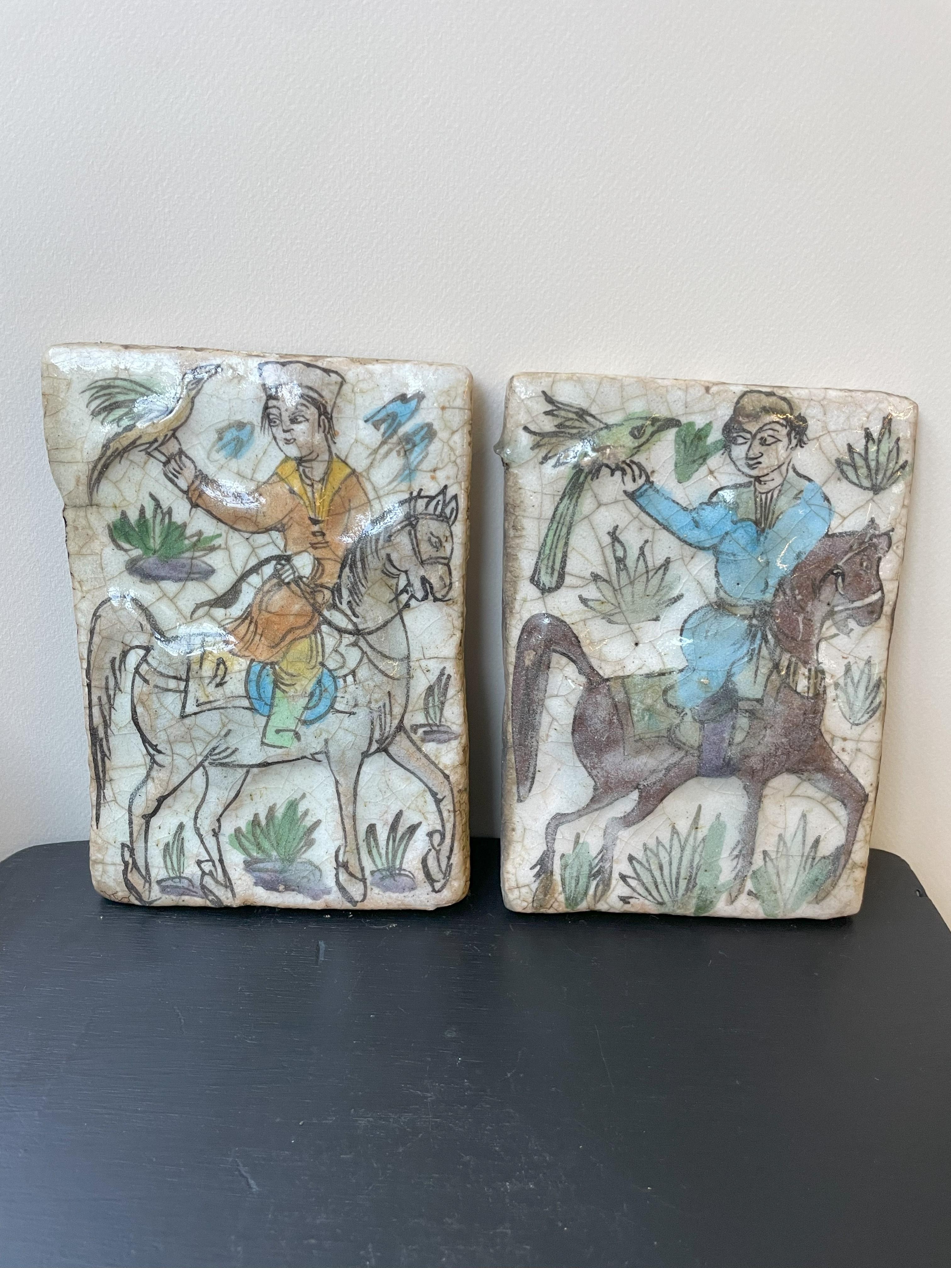 XX secolo Due piastrelle Qajar in vendita