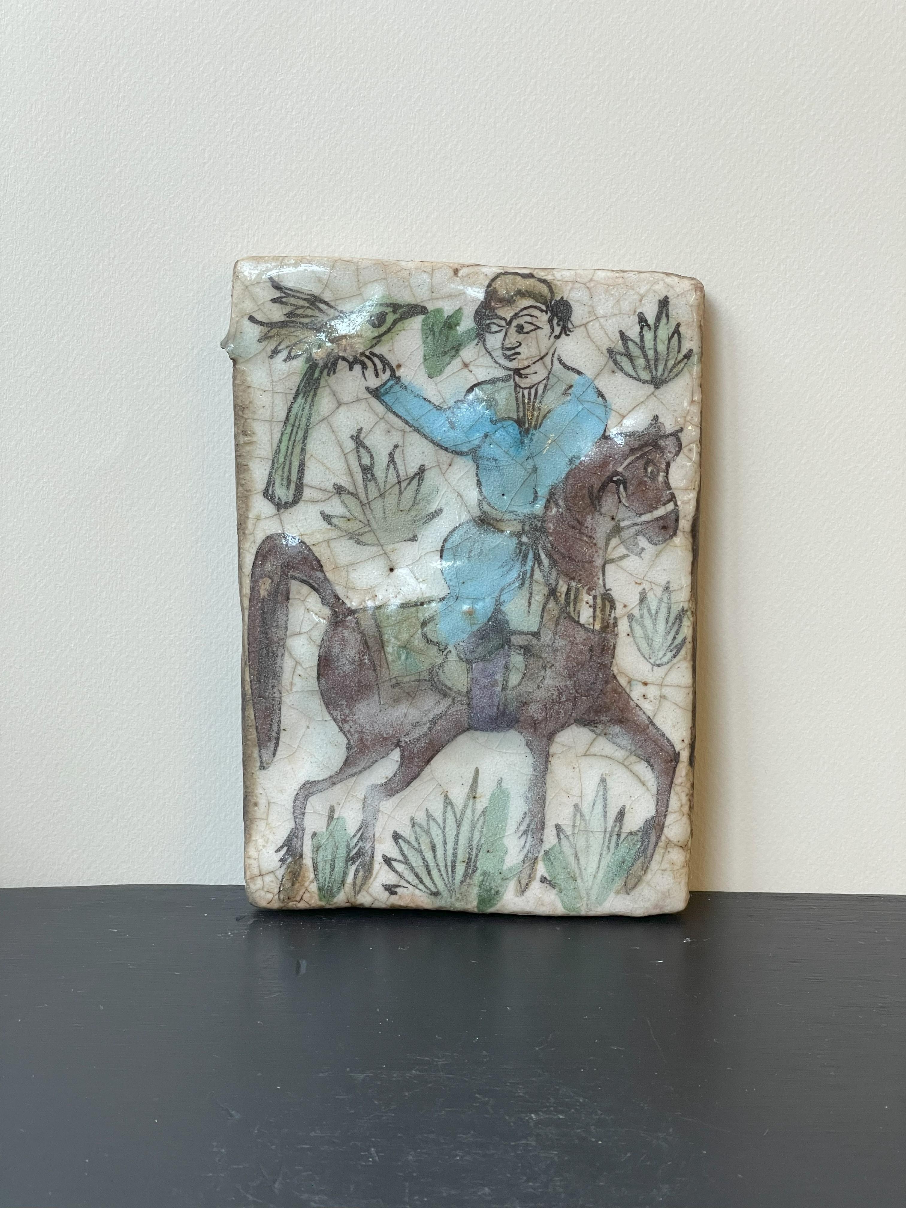 Ceramica Due piastrelle Qajar in vendita