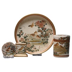 Deux voiles Showa d'époque japonaise 19/20e siècle Kyo Satsuma set