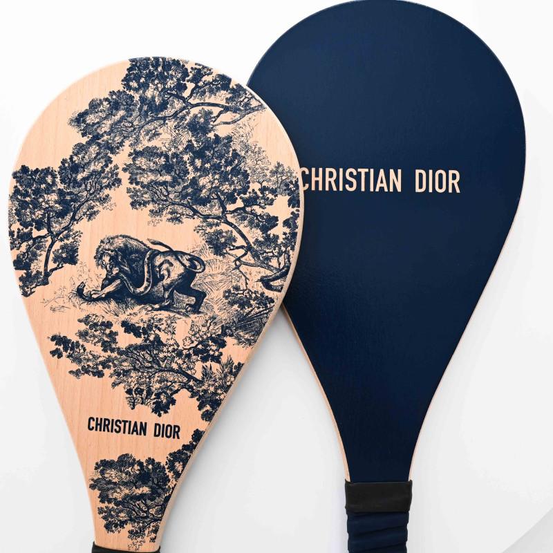 Beige Two racquets and beach ball Dior Bois Toile de Jouy Marine For Sale