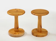 Two Rainer Daumiller Pine Stools, Circa 1970s