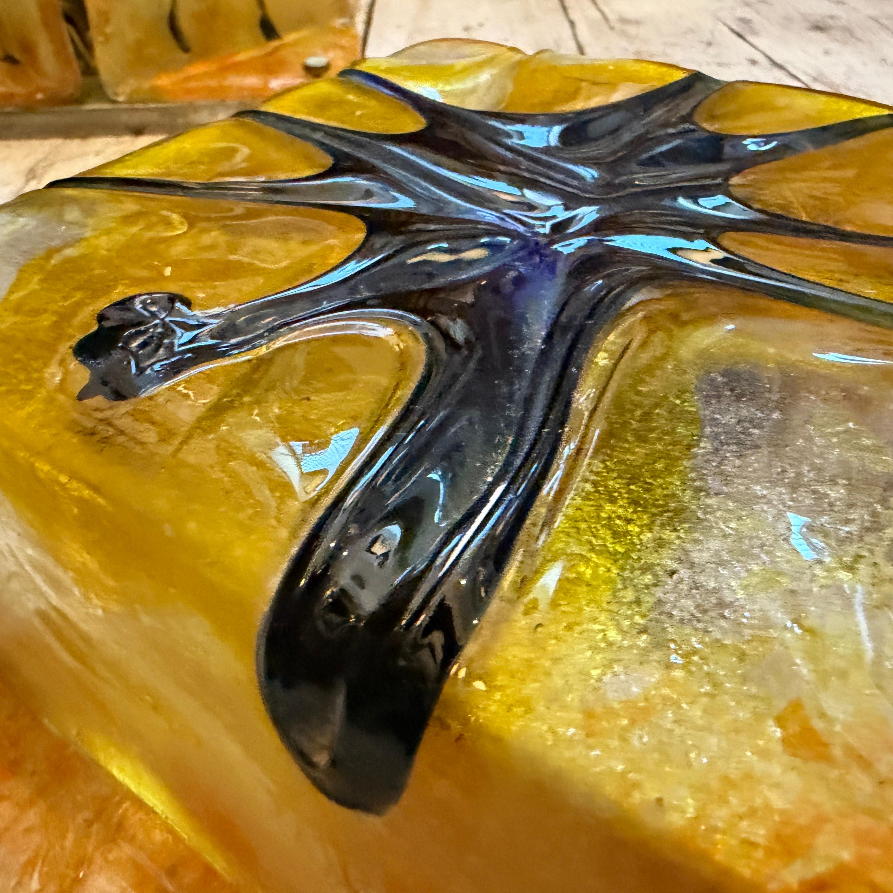 Two Rare 1970s Mazzega Space Age Square Murano Glass Wall or Ceiling Lights en vente 7