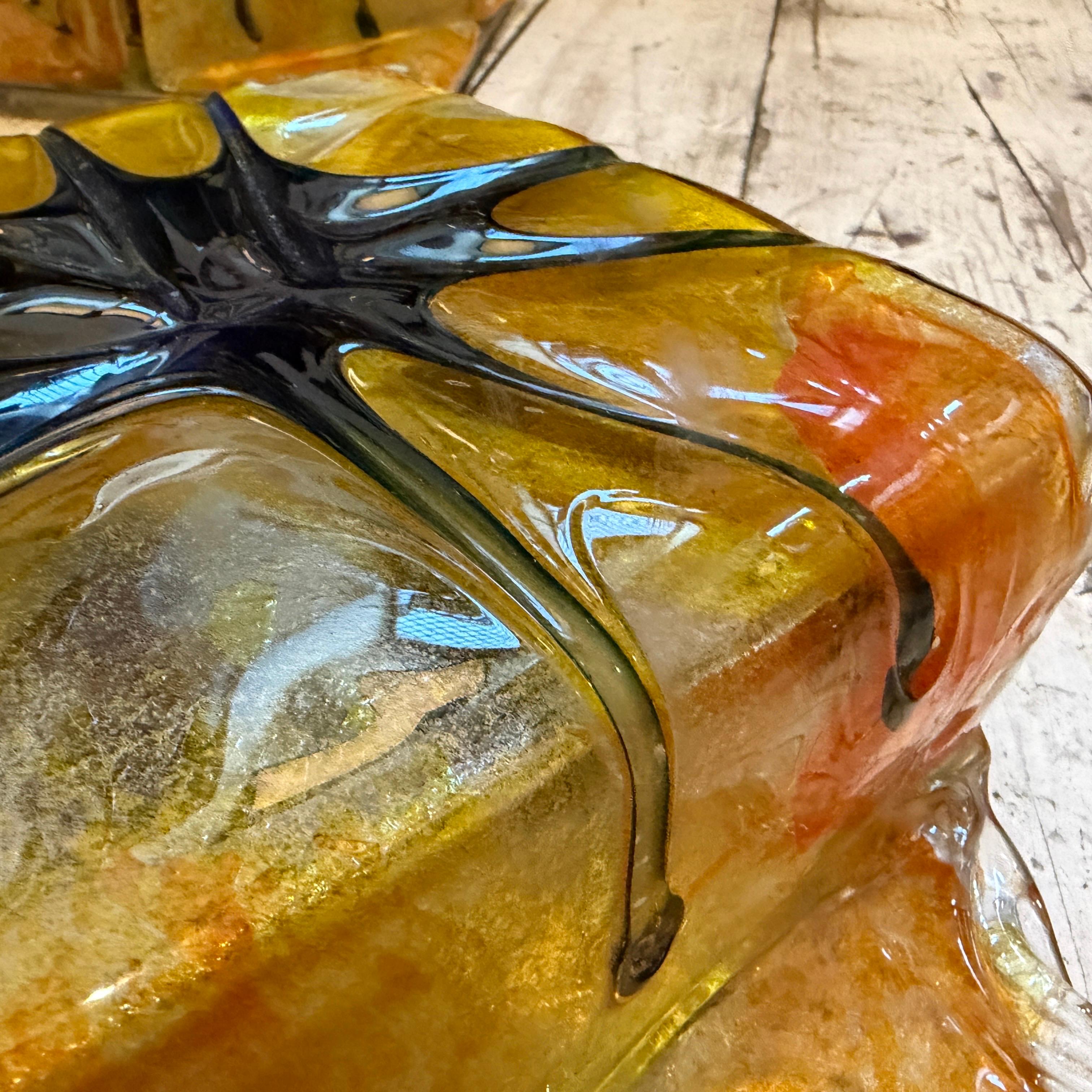 Two Rare 1970s Mazzega Space Age Square Murano Glass Wall or Ceiling Lights en vente 8