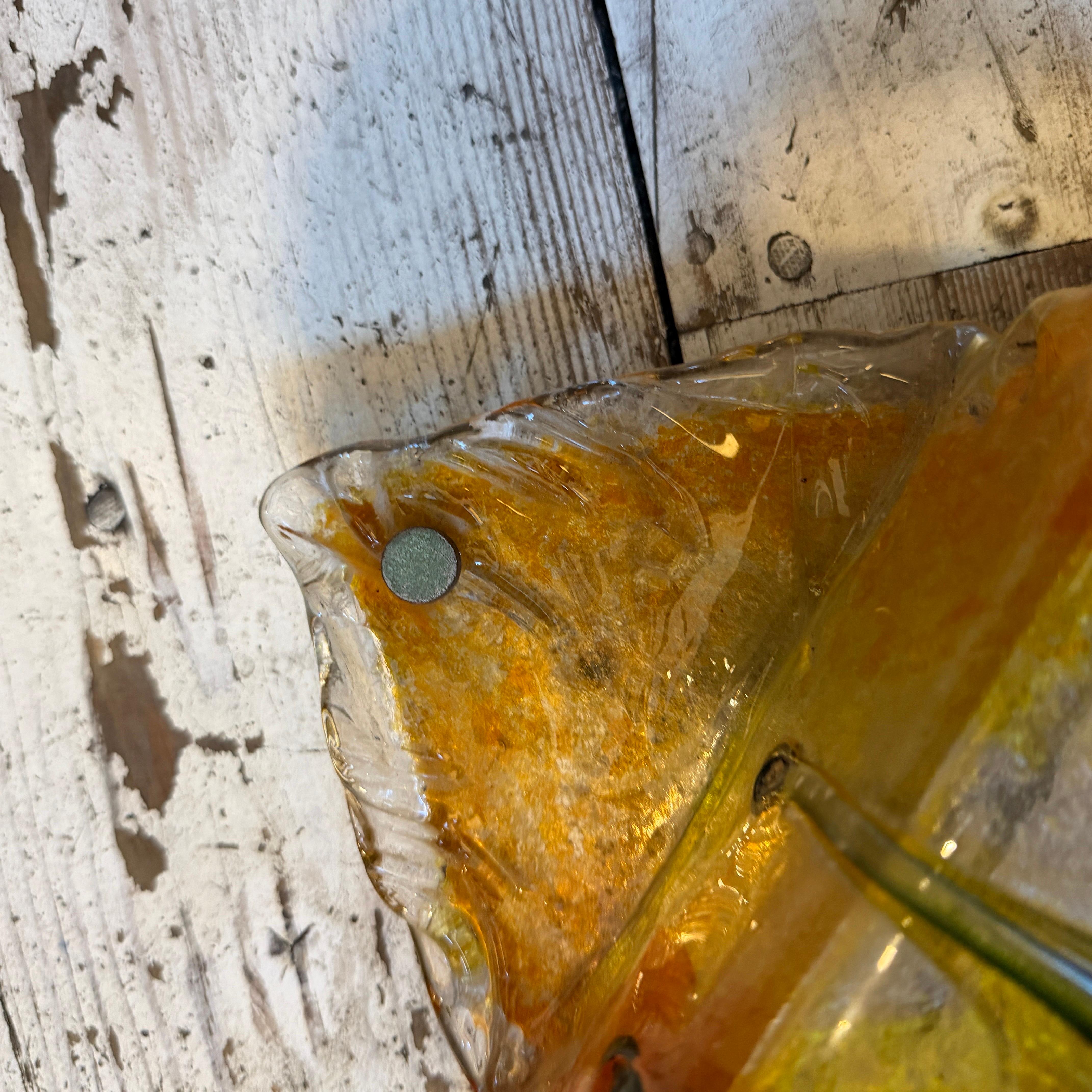 Laiton Two Rare 1970s Mazzega Space Age Square Murano Glass Wall or Ceiling Lights en vente