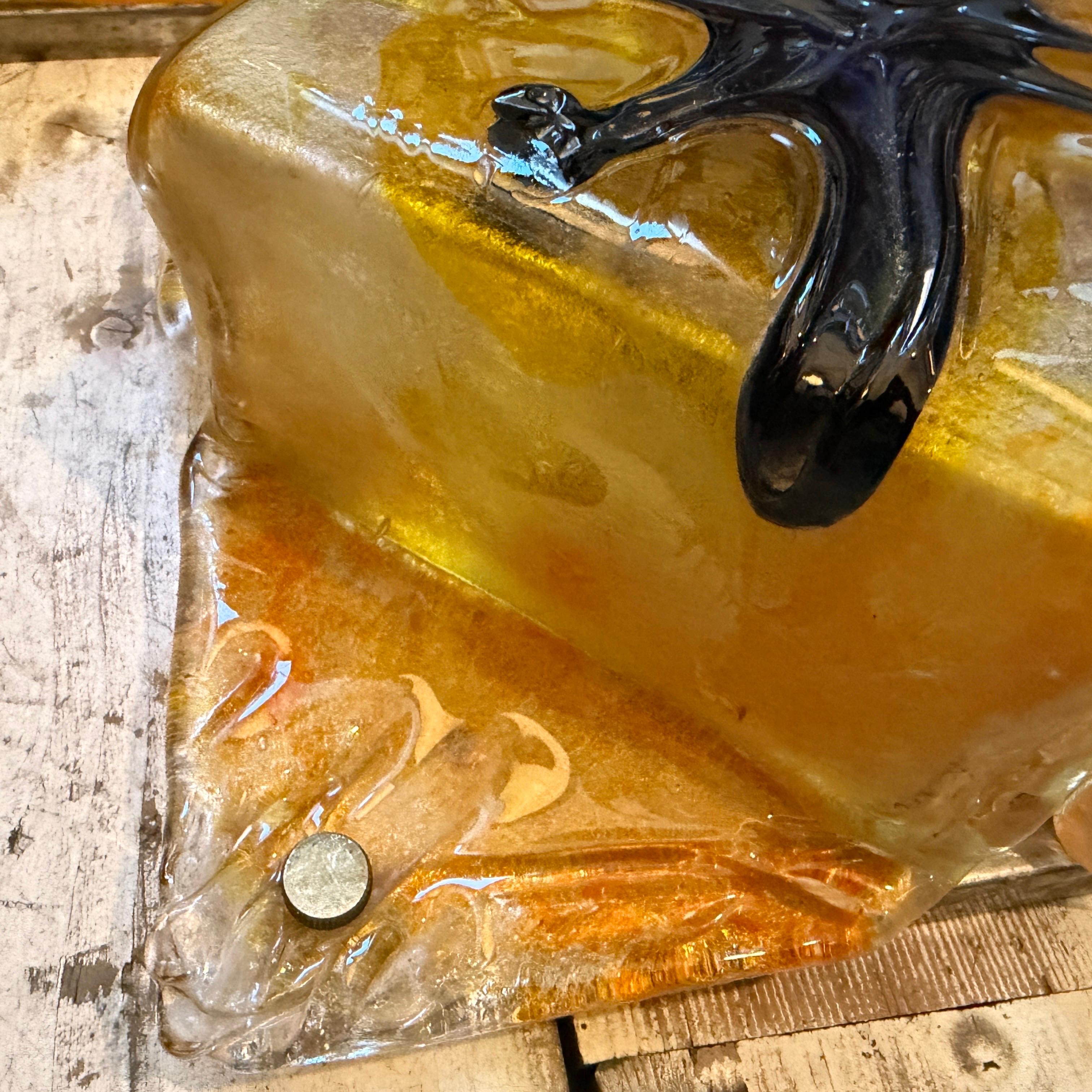 Two Rare 1970s Mazzega Space Age Square Murano Glass Wall or Ceiling Lights en vente 1