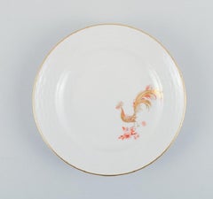 Seltene Art-Déco-Meißner Meissener Teller mit handbemalten Pfauen und Golddekoration