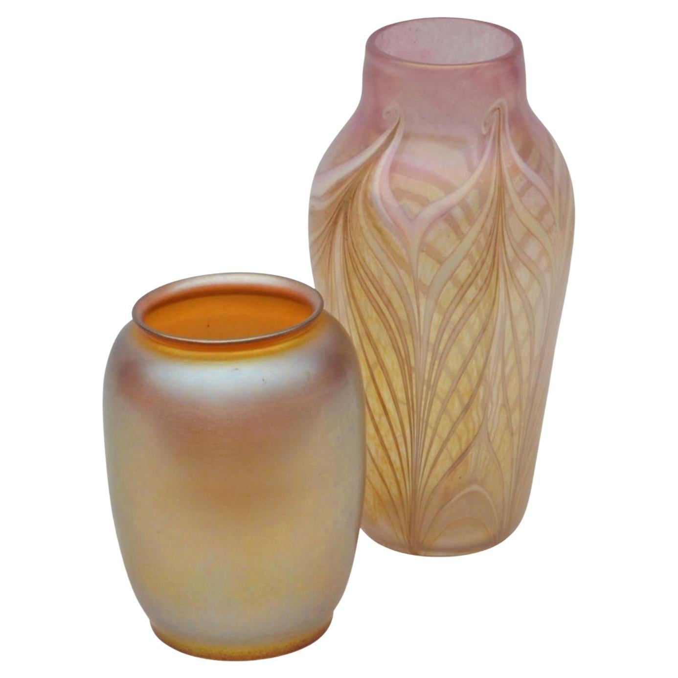 Two Rare Art Glass Vases by Durand For Sale