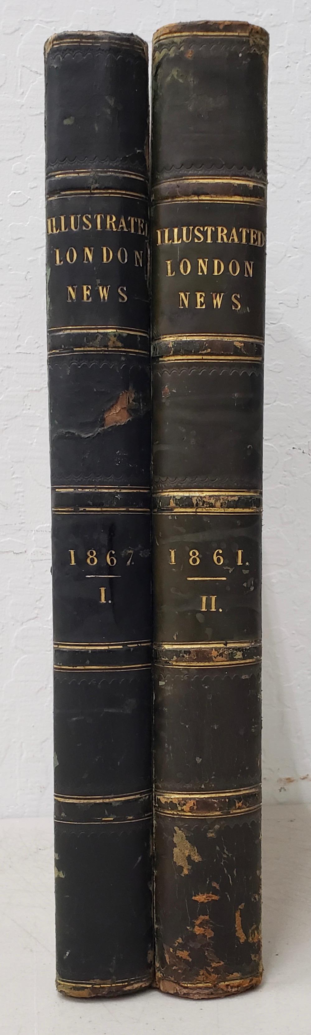 Two rare bound Volumes of the Illustrated London News 1861 and 1867

1861 is volume II

1867 is volume I

Each volume is filled with incredible stories, information and artwork. You will get hours and hours of entertainment from these