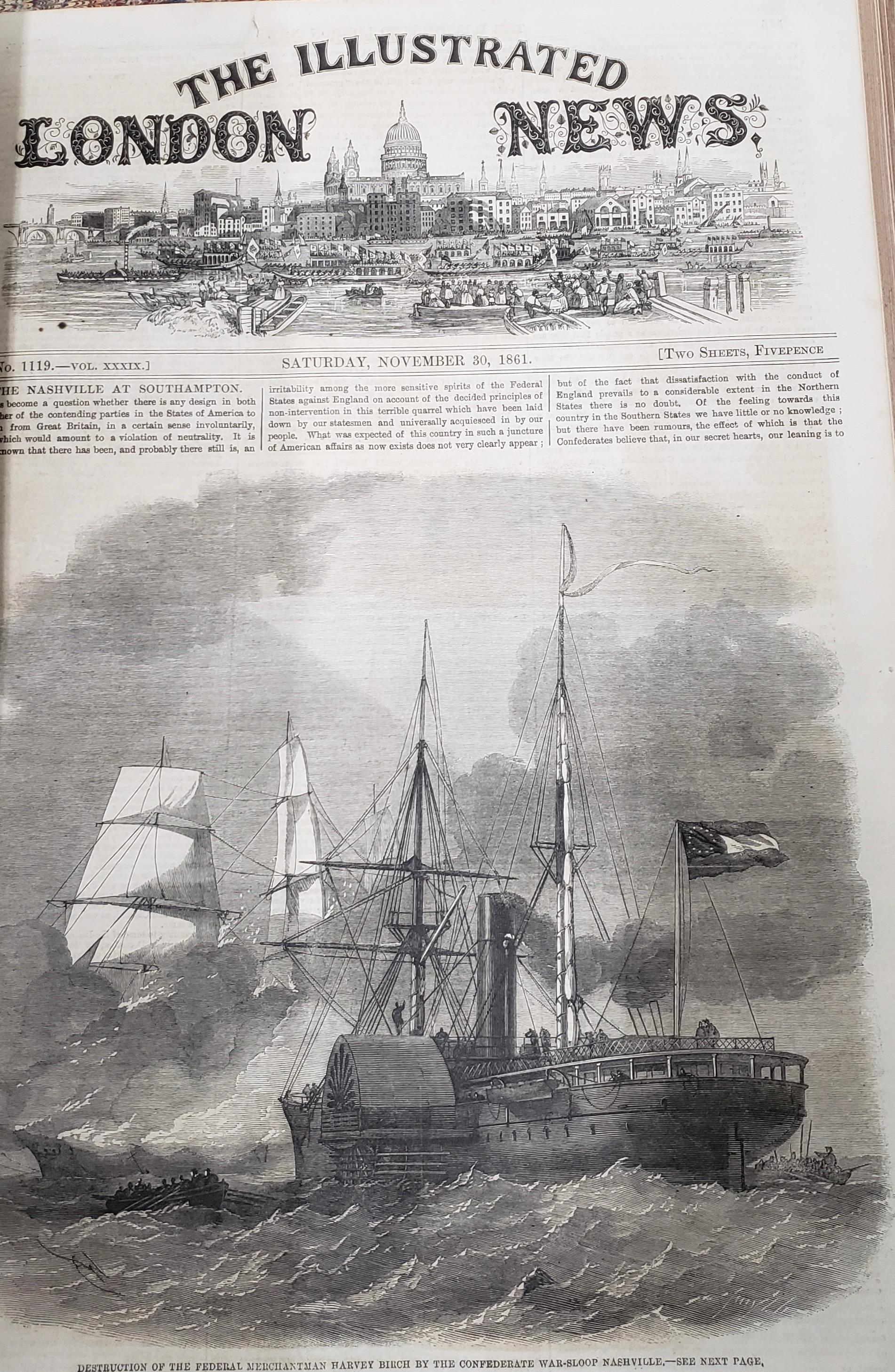 Hand-Crafted Two Rare Bound Volumes of the Illustrated London News 1861 and 1867