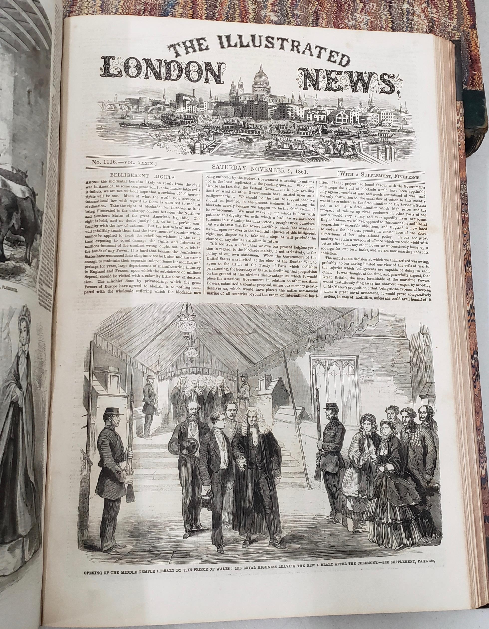 Two Rare Bound Volumes of the Illustrated London News 1861 and 1867 In Good Condition In San Francisco, CA