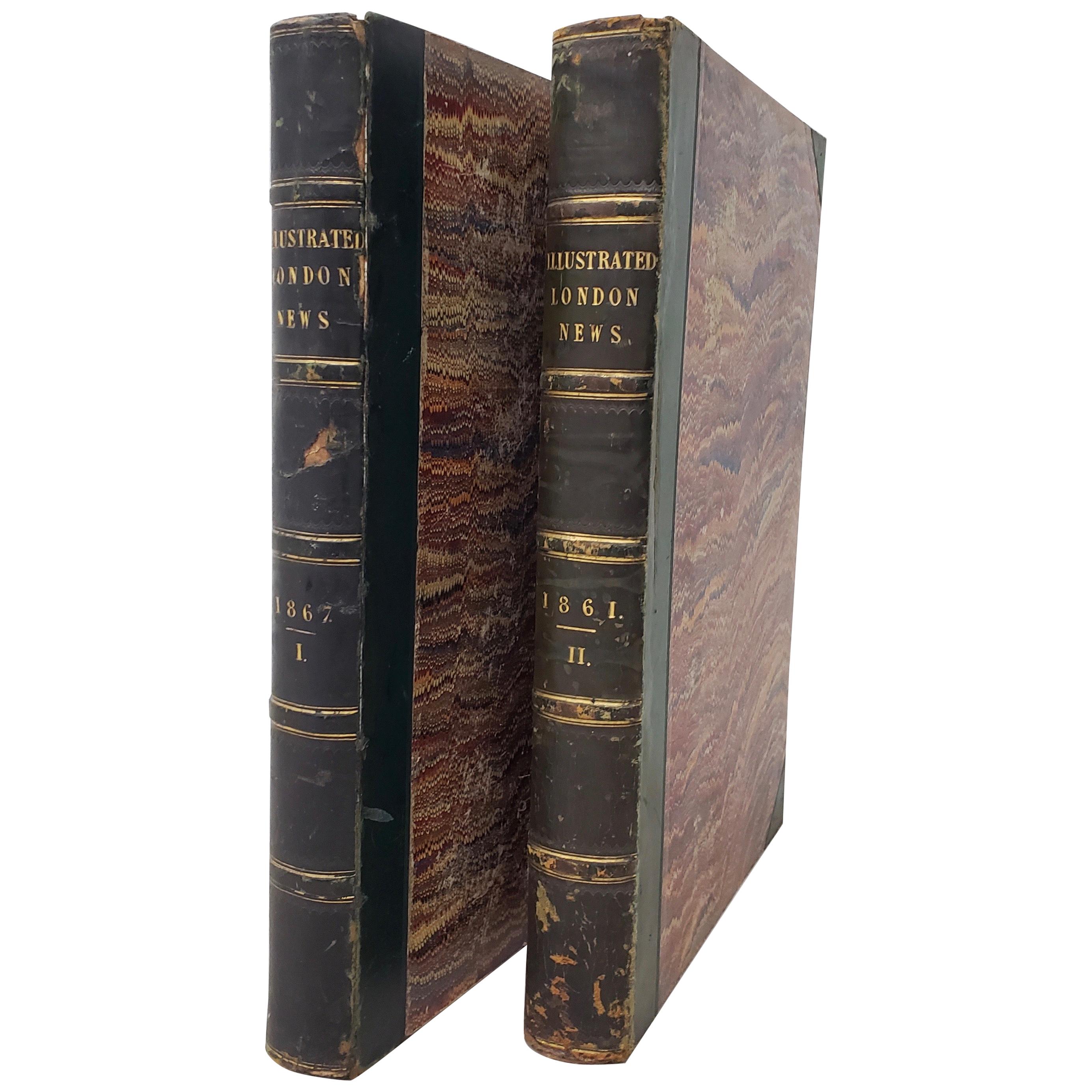 Two Rare Bound Volumes of the Illustrated London News 1861 and 1867