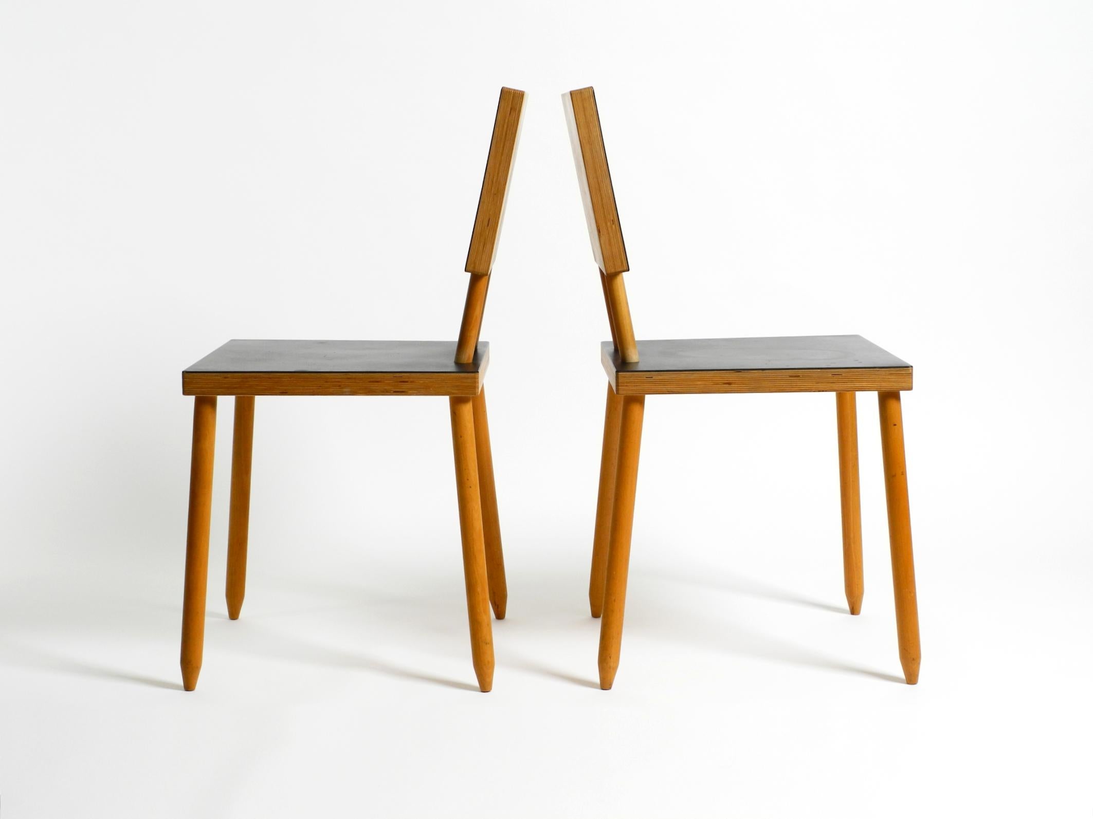 Hêtre Deux rares chaises démontables en contreplaqué d'Axel Kufus model Stöcke pour Atoll en vente