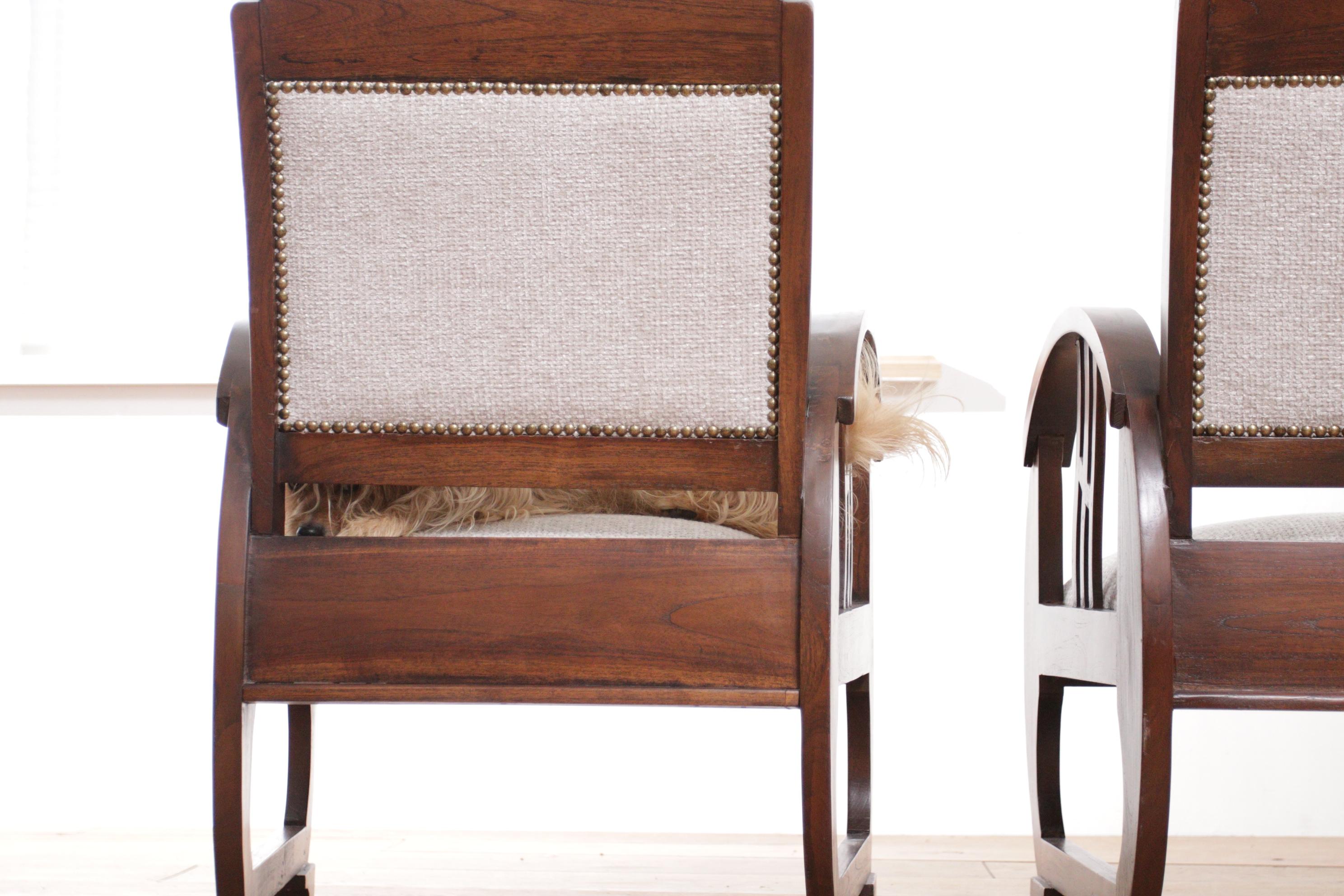 Deux rares et élégants fauteuils en bois Art Déco français vintage des années 1930 en vente 2
