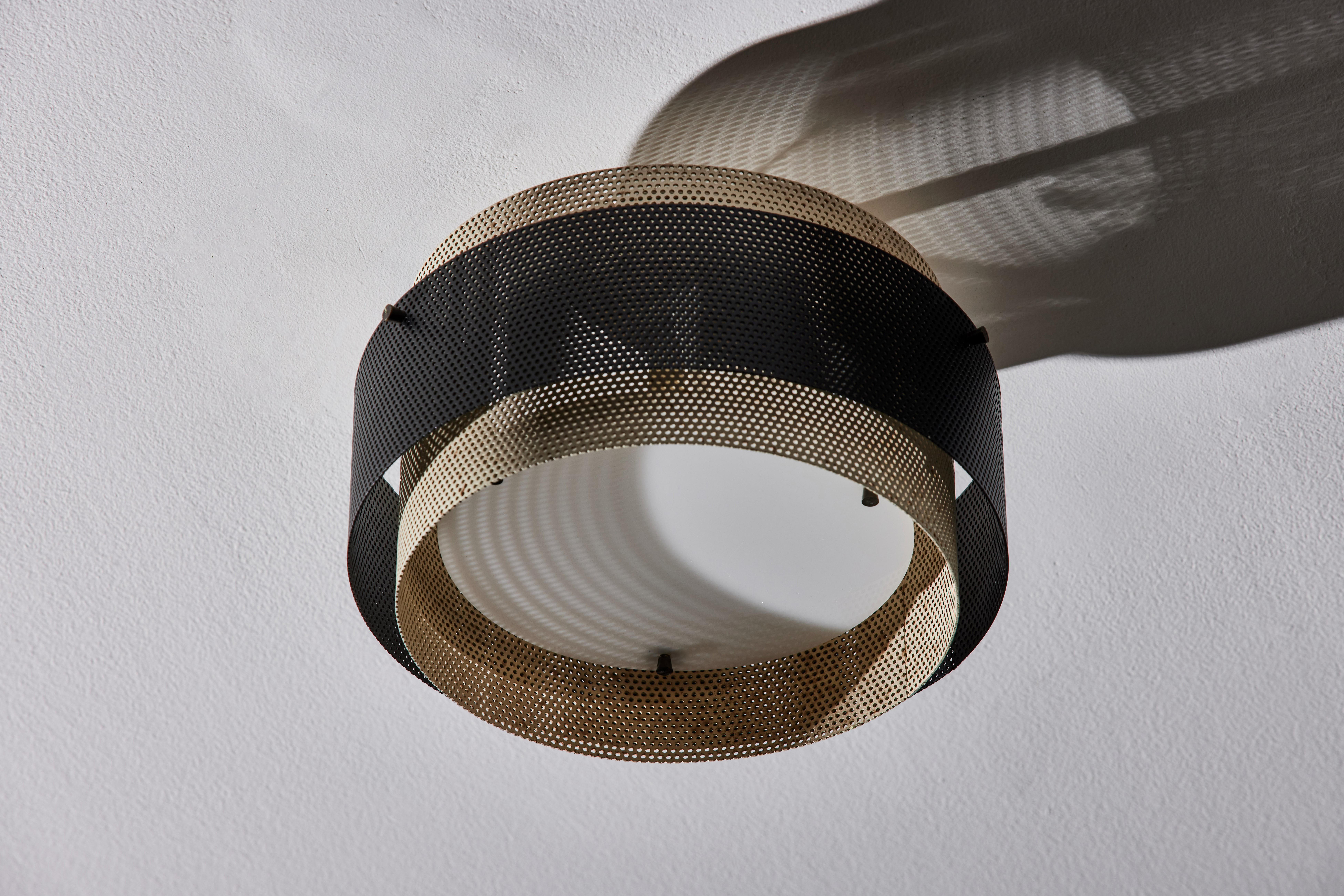 Two Rare Flushmount Ceiling Lights by Jacques Biny for Luminaire 3