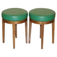 TWO RARE ORIGINAL ROLEX GREEN LEATHER BOUTIQUE DEALERS WATCHMAKERS SWIVEL STOOLs