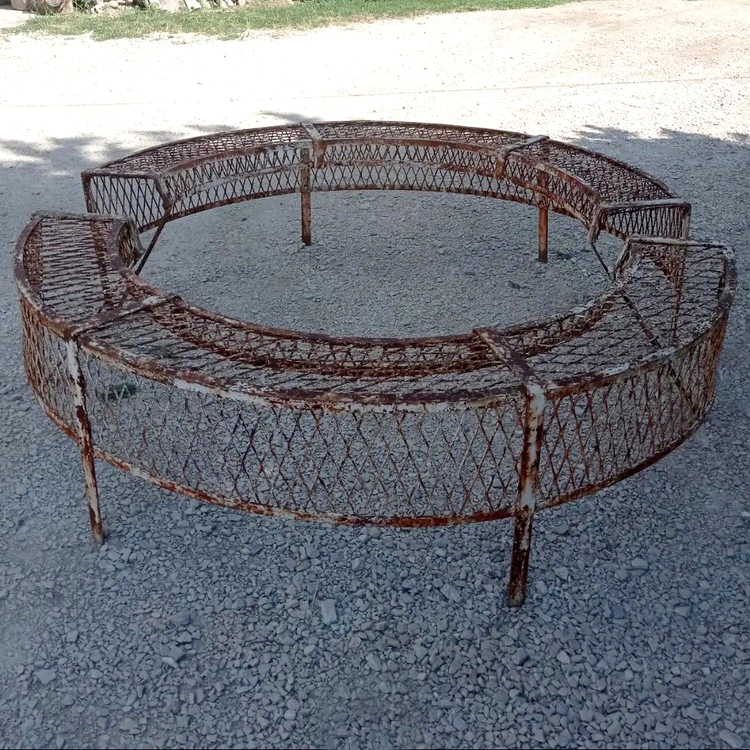 Two rare rounded wrought-iron benches, France beginning of the 20th ...