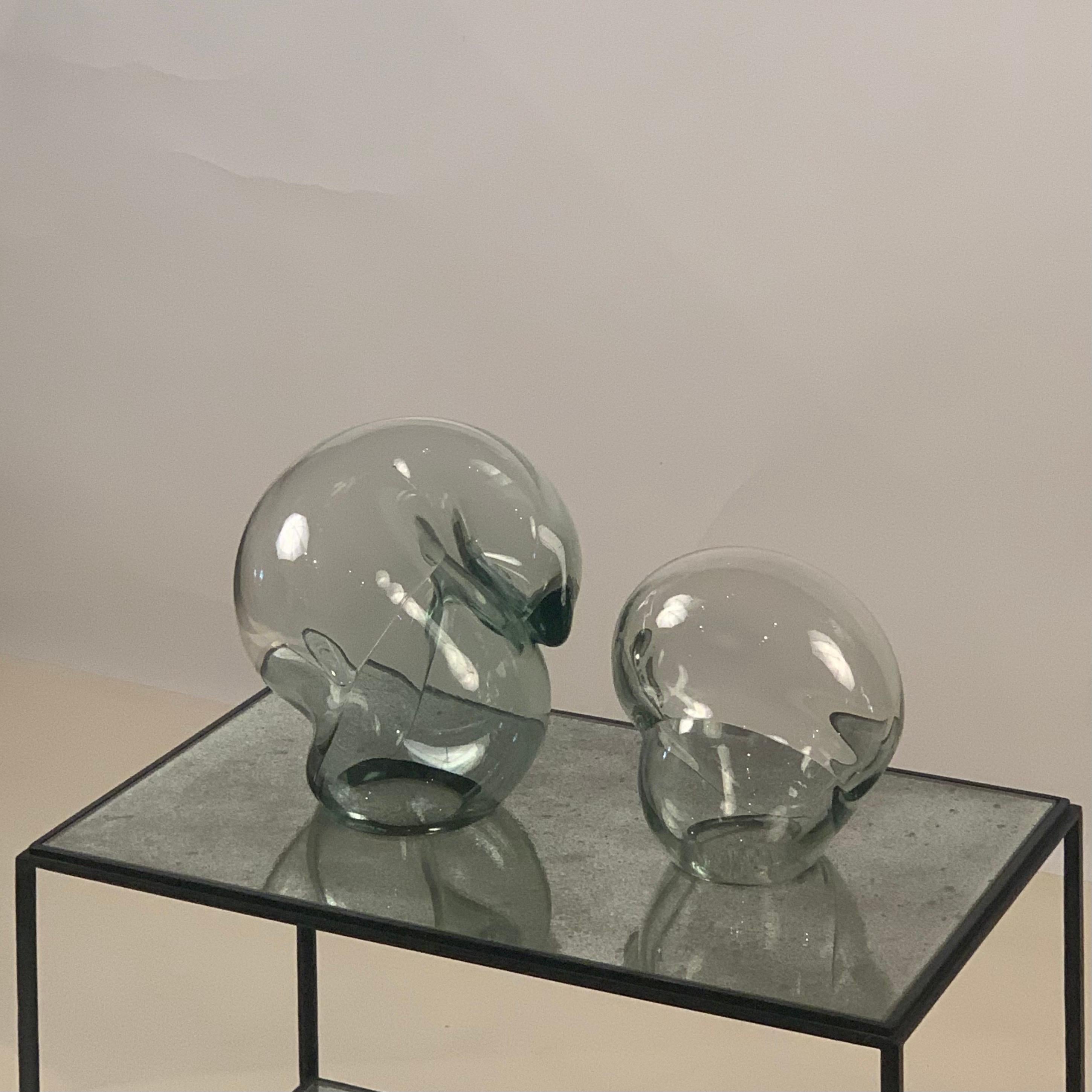 Post-Modern Two Rare Signed Hand Blown Glass Sculptures by John Bingham For Sale