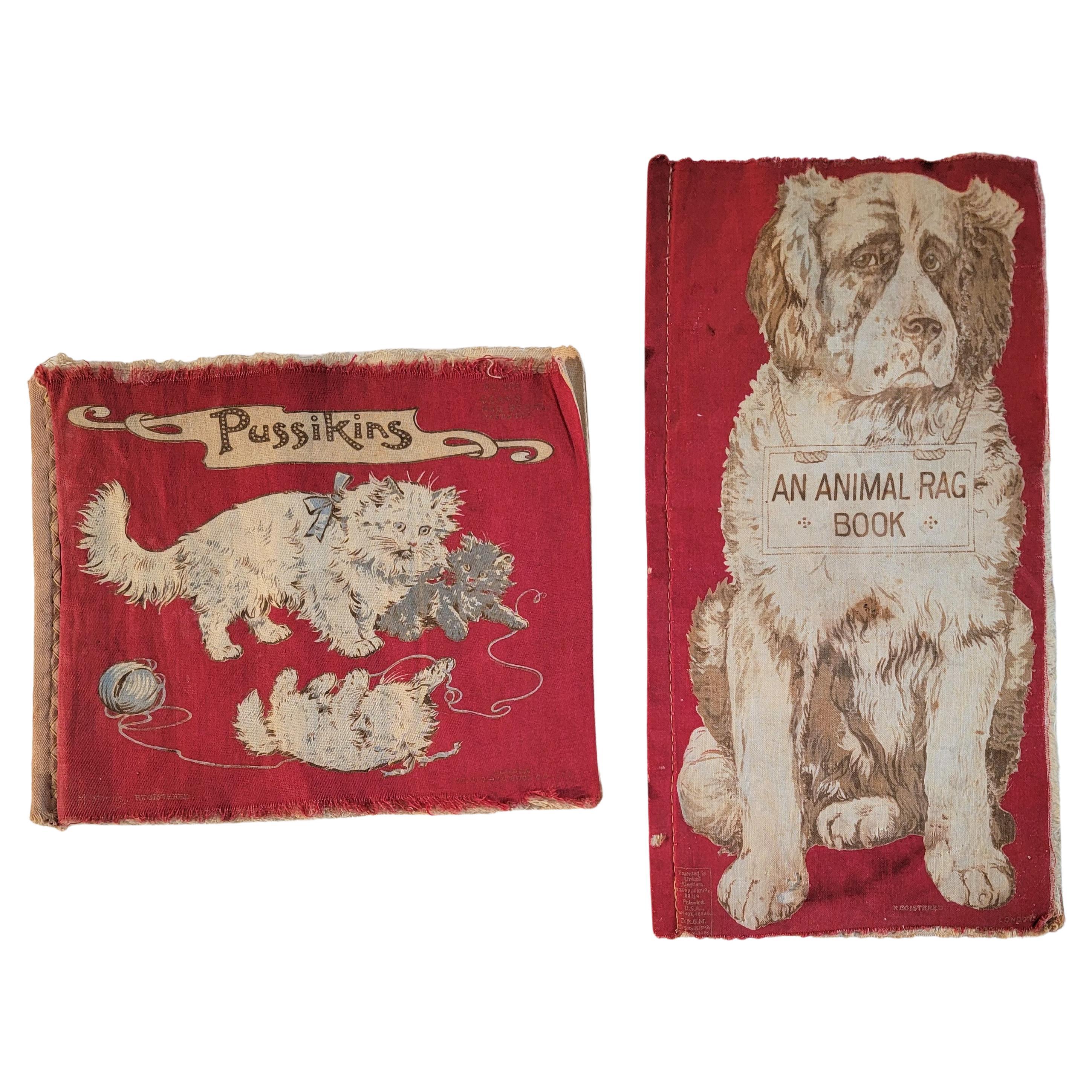Two Rare Victorian Fabric Litho Children Books  For Sale