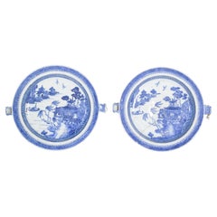 Antique Two Rechaud Plates in Chinese Porcelain