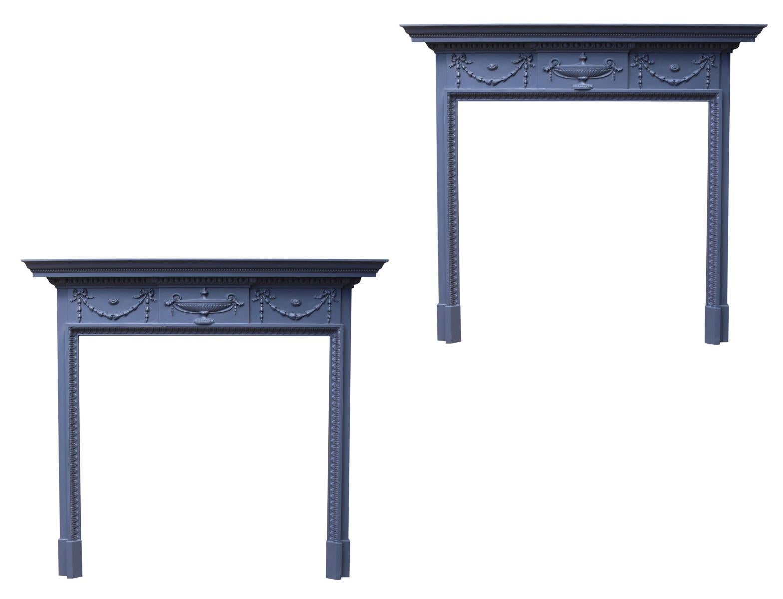 A pair of carved and painted pine fire surrounds. Salvaged from a Mansion Block in South London.

Price for the pair, we can sell separately if required.

Measure: Opening Height 98.5 cm

Opening Width 100 cm

Weight 13 kg each.