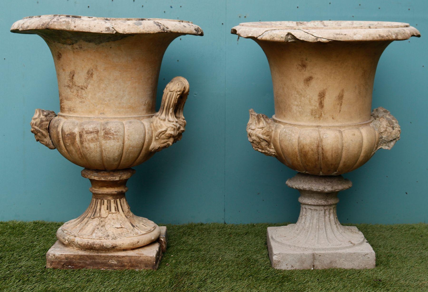 Two Reclaimed Buff Terracotta Garden Urns by Blanchard For Sale 1