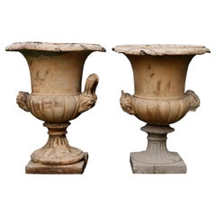 Antique Two Reclaimed Buff Terracotta Garden Urns by Blanchard