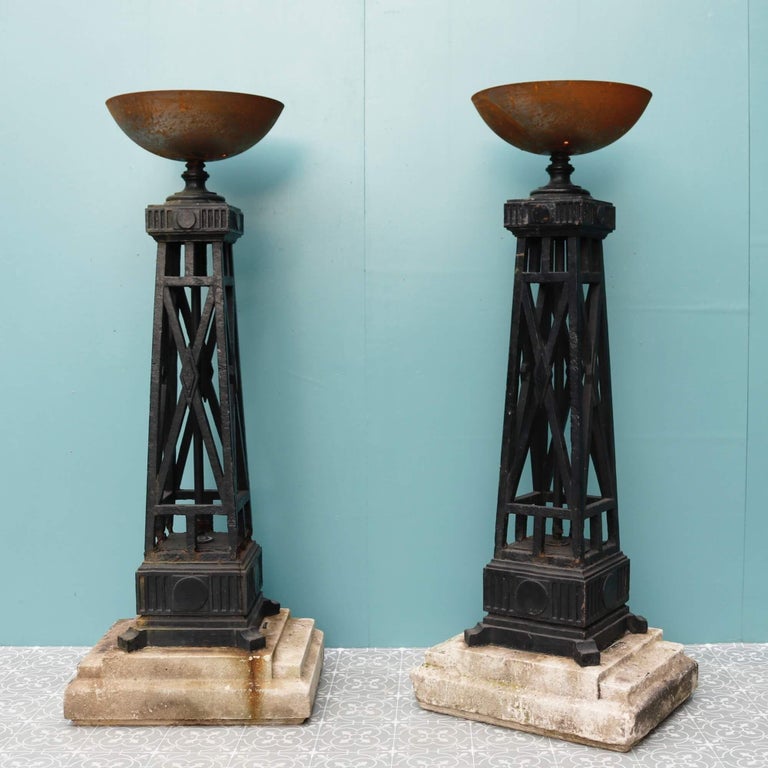 Two Reclaimed Tall Outdoor Braziers or Torchieres For Sale at 1stDibs