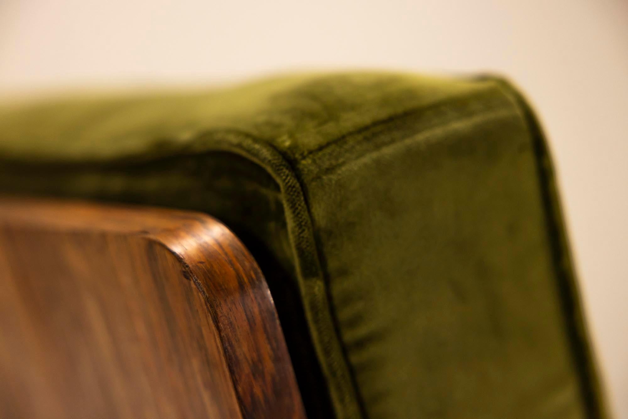 Two Reclining Lounge Chairs in Mahogany and Green Velvet by Bas van Pelt, 1935 8