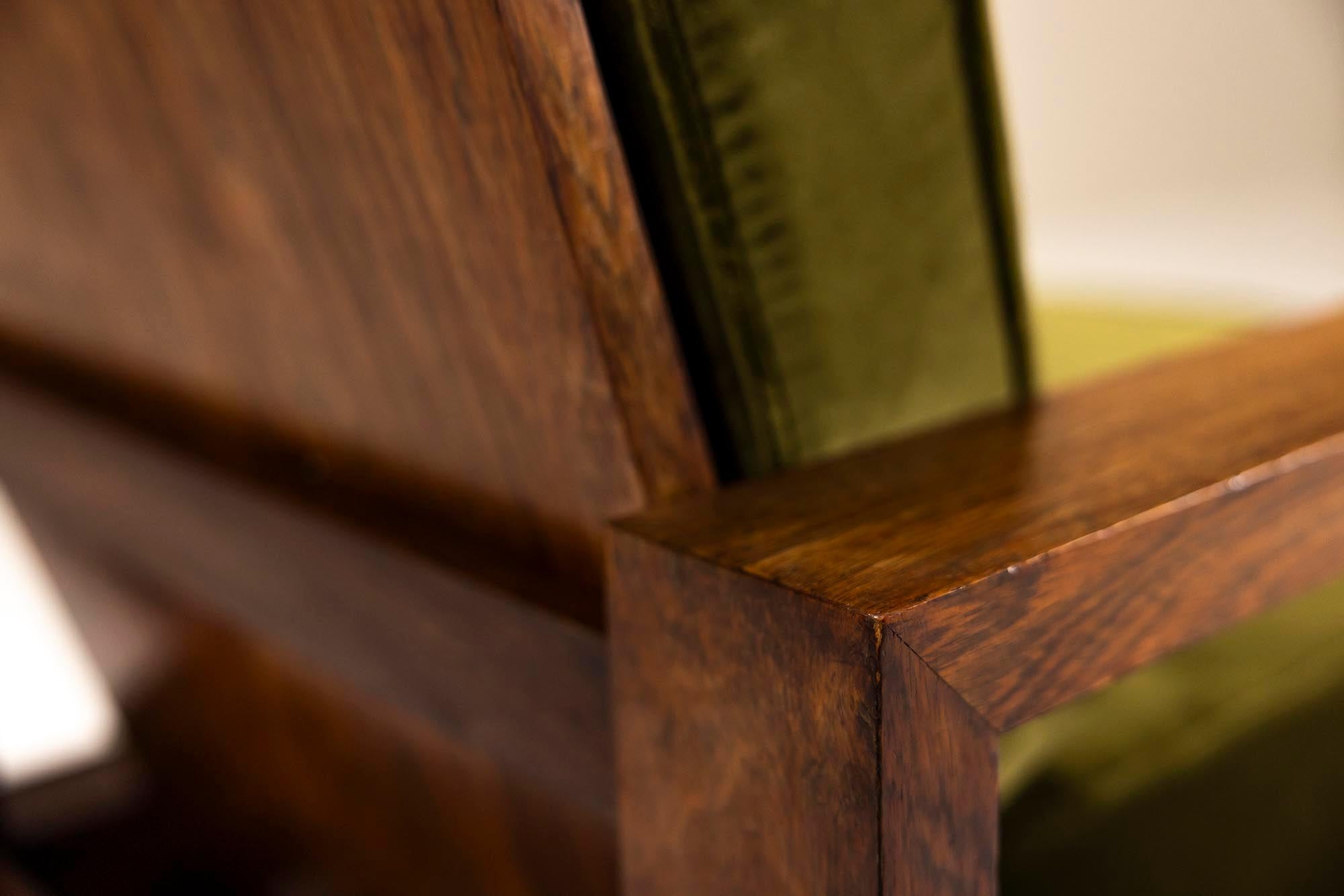 Two Reclining Lounge Chairs in Mahogany and Green Velvet by Bas van Pelt, 1935 9