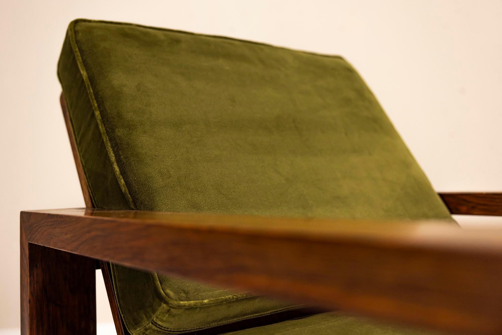 Two Reclining Lounge Chairs in Mahogany and Green Velvet by Bas van Pelt, 1935 13