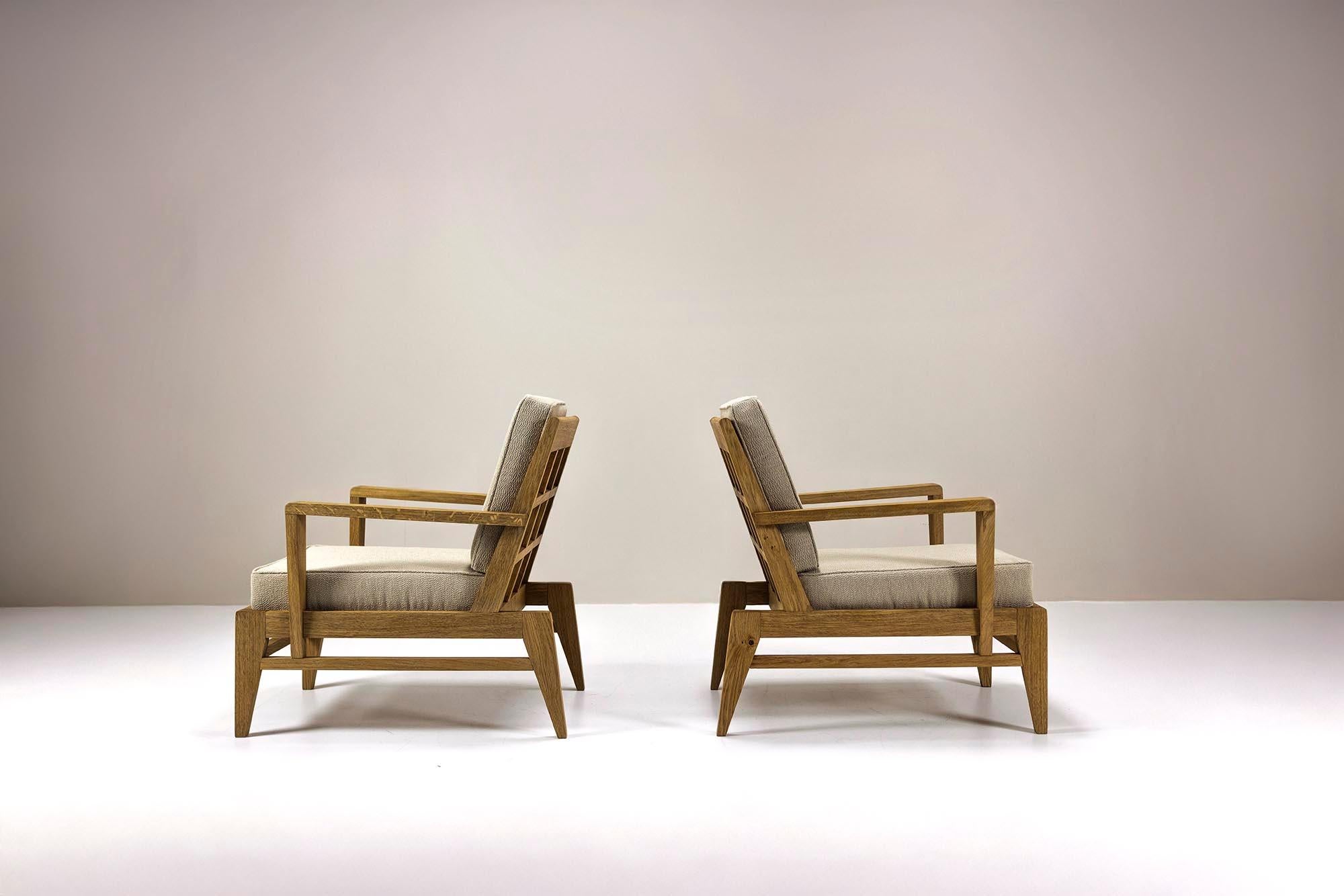 Dos Sillas de Salón Reconstructivistas de Roble de René Gabriel, Francia Años 40 en venta 3